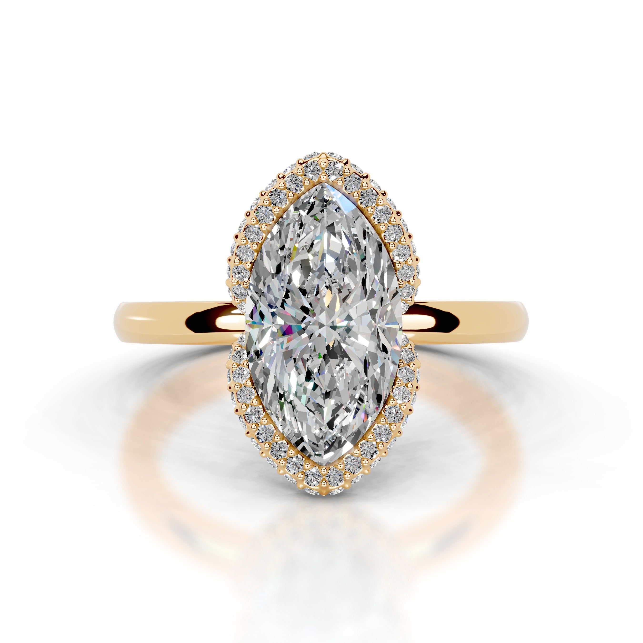 Bowie Moissanite & Diamond Ring - 18K Yellow Gold