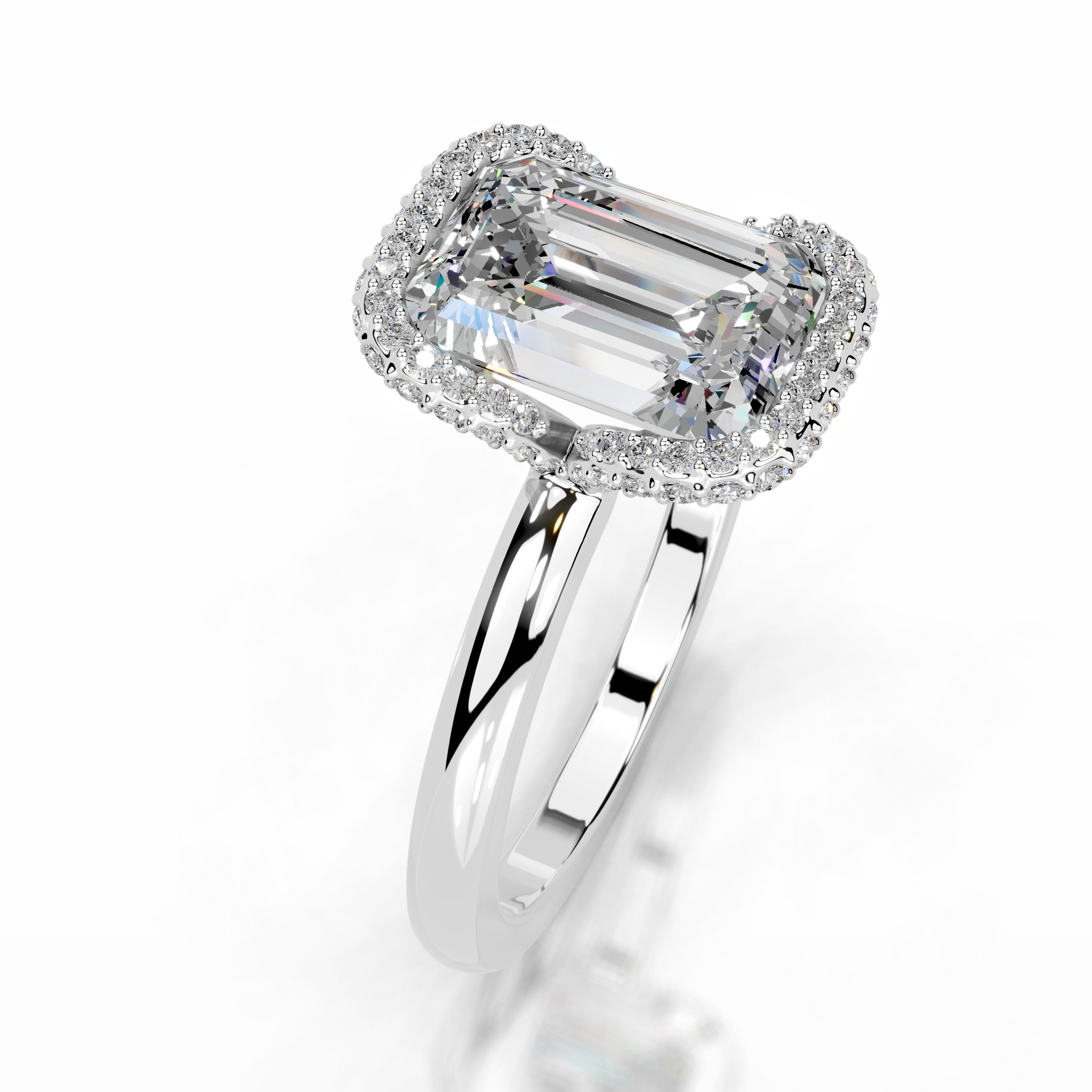 Bowie Moissanite & Diamond Ring - 14K White Gold