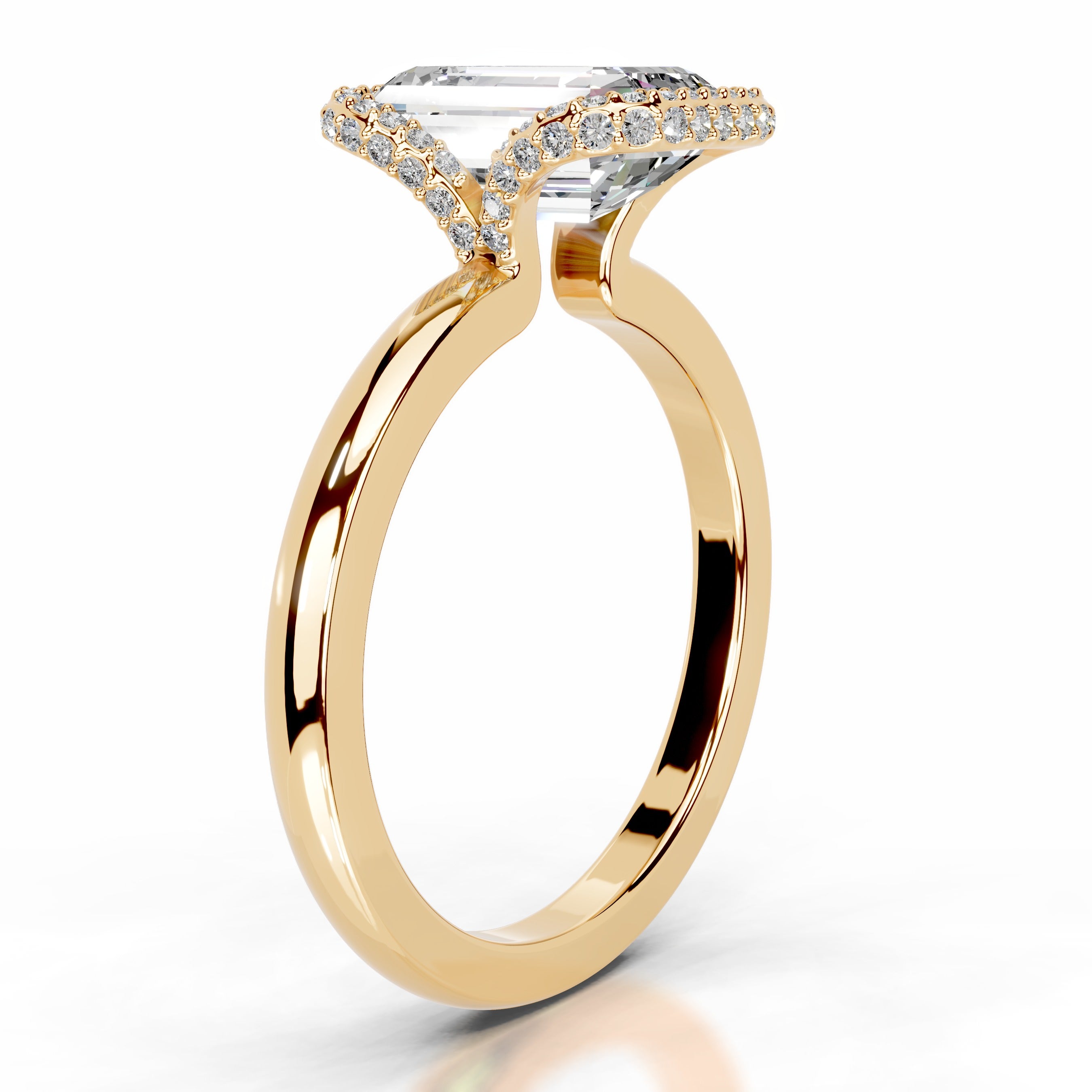 Bowie Moissanite & Diamond Ring - 18K Yellow Gold