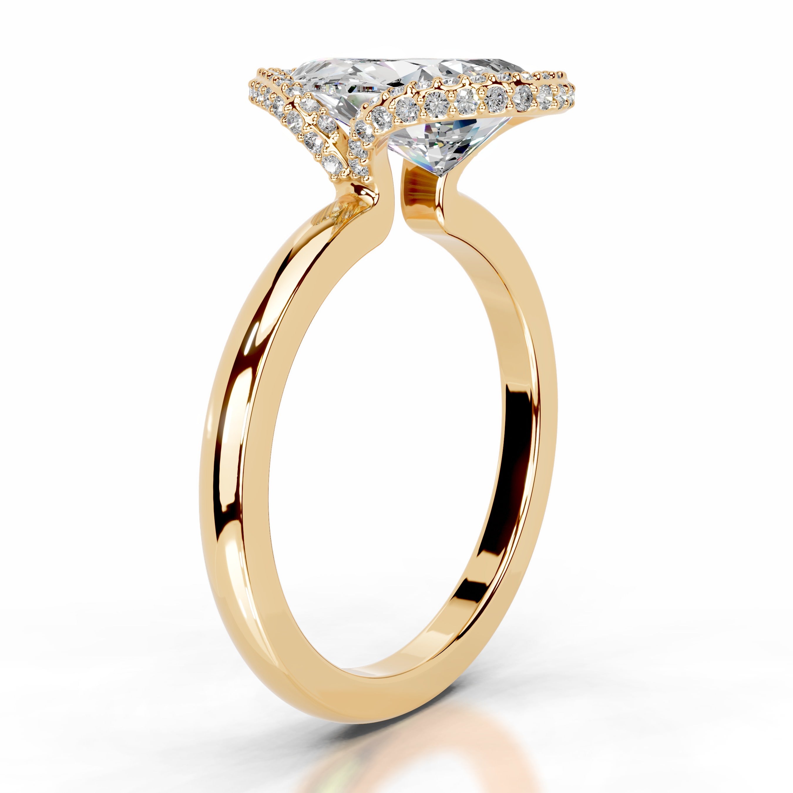 Bowie Moissanite & Diamonds Ring - 18K Yellow Gold