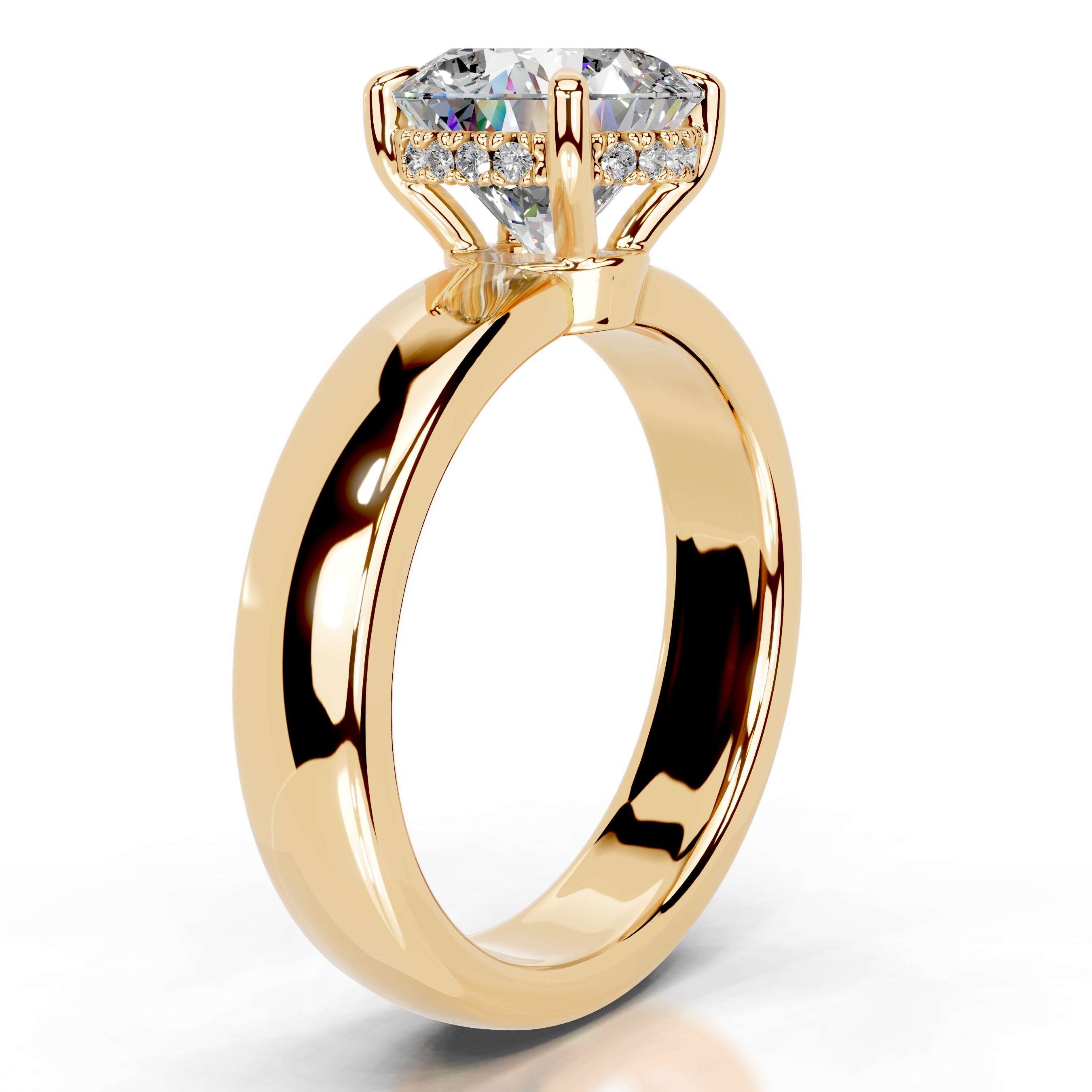 Lux Moissanite & Diamonds Ring - 18K Yellow Gold