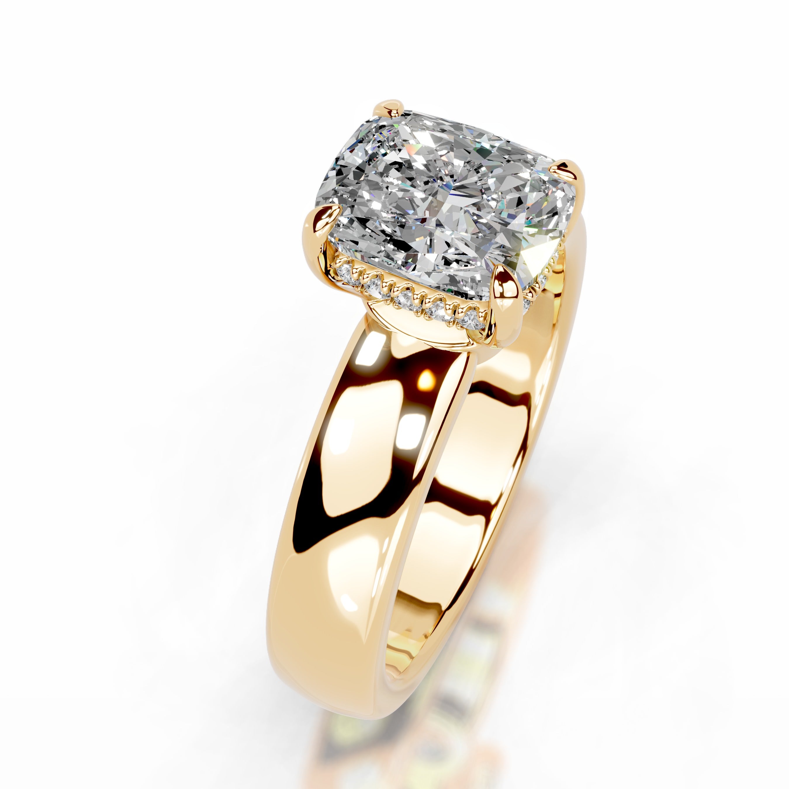 Lux Moissanite & Diamonds Ring - 18K Yellow Gold