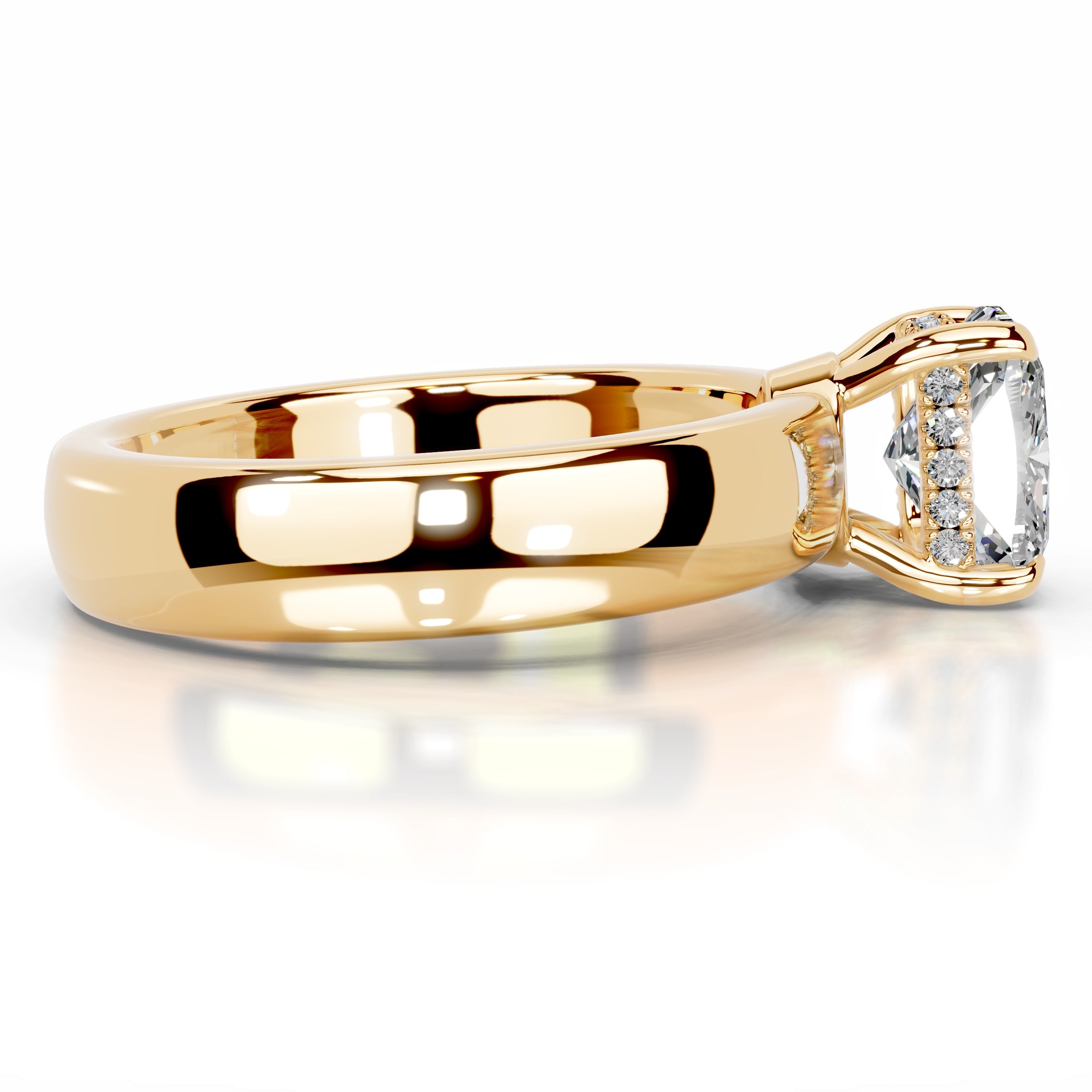 Lux Moissanite & Diamonds Ring - 18K Yellow Gold