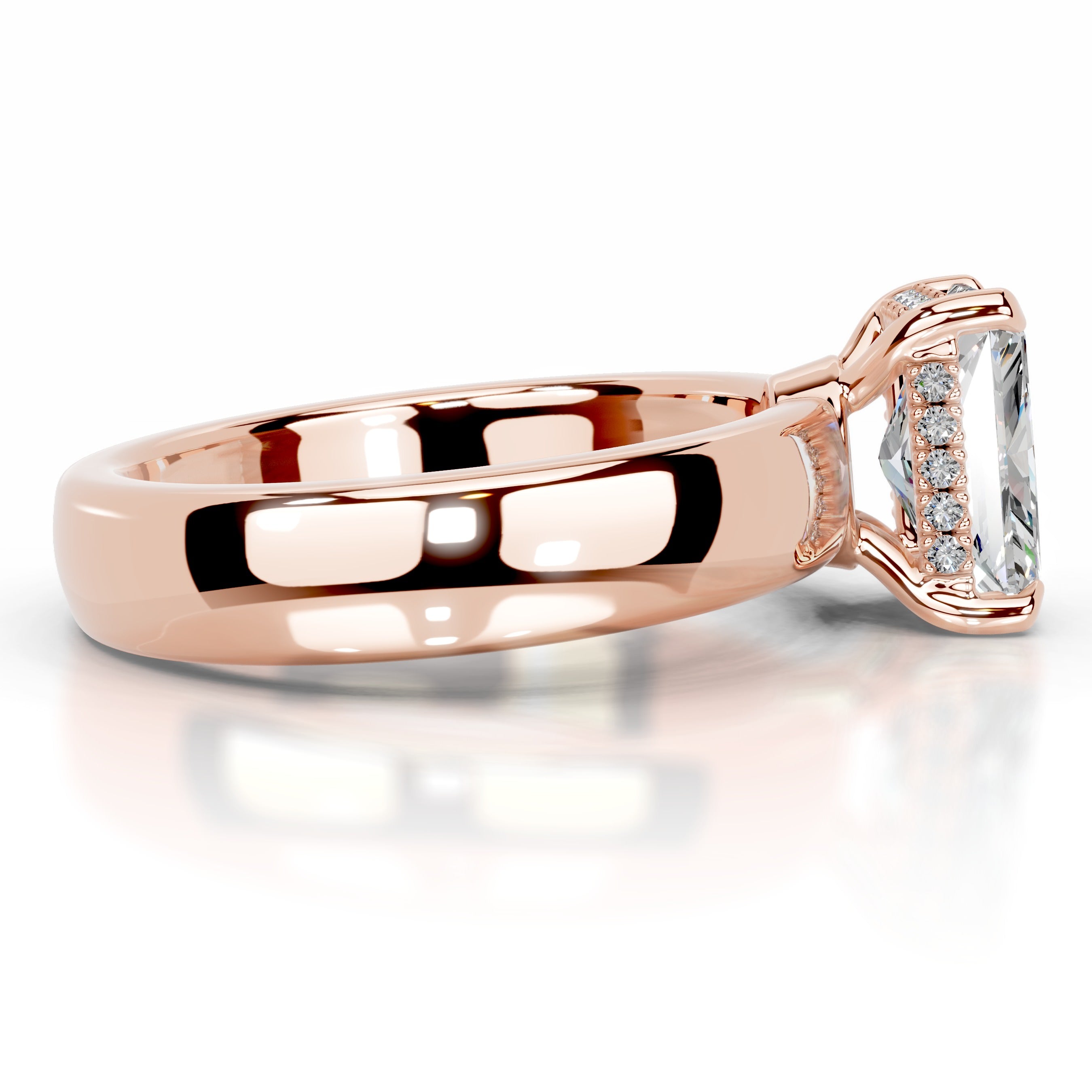 Lux Moissanite & Diamond Ring - 14K Rose Gold