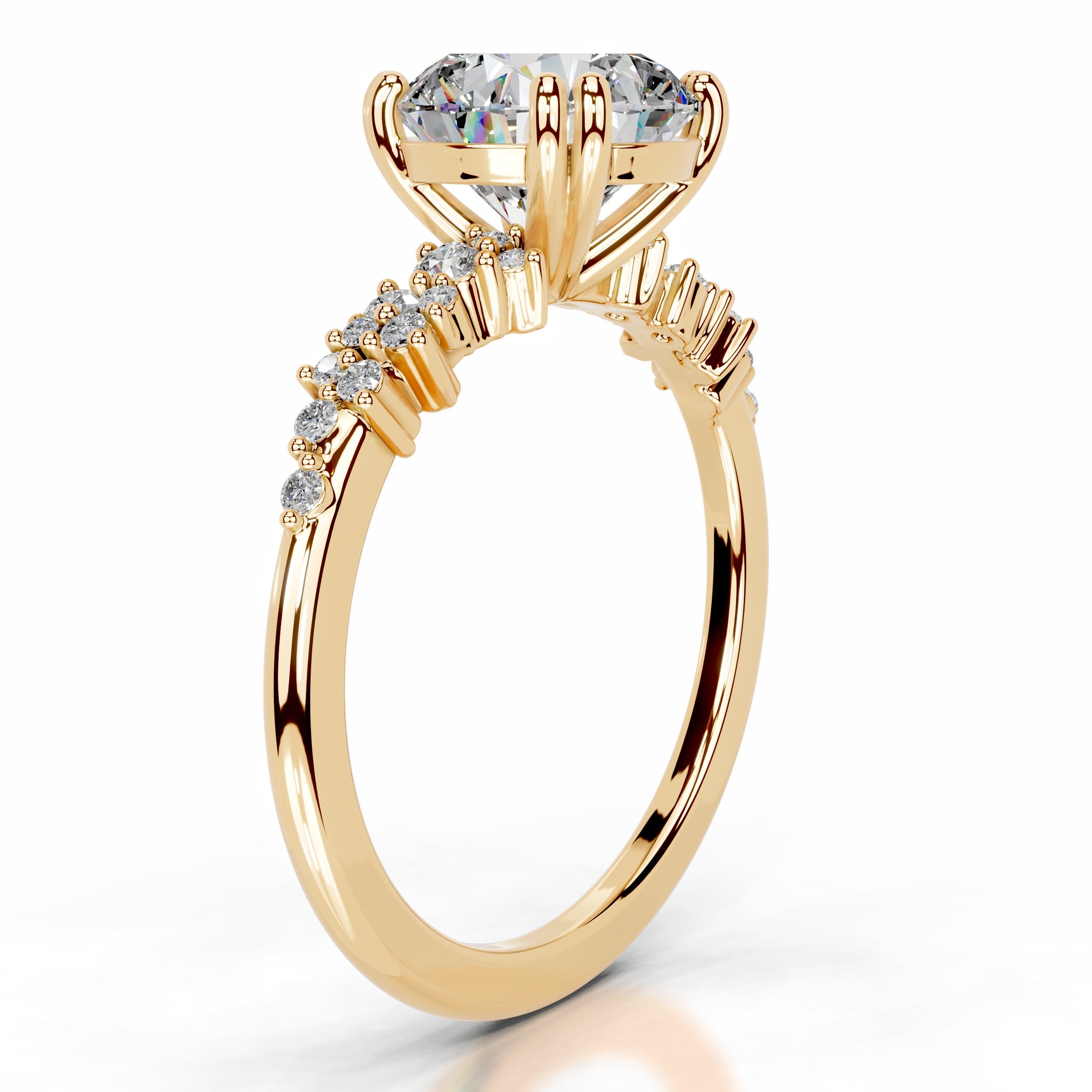 Emaline Moissanite & Diamonds Ring - 18K Yellow Gold (RTS)