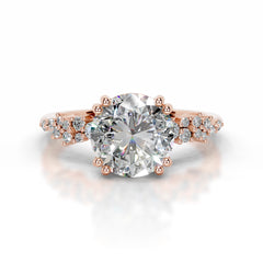 Emaline Moissanite & Diamonds Ring - 14K Rose Gold