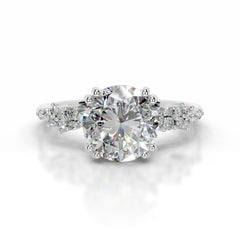 Emaline Moissanite & Diamonds Ring - 18K White Gold