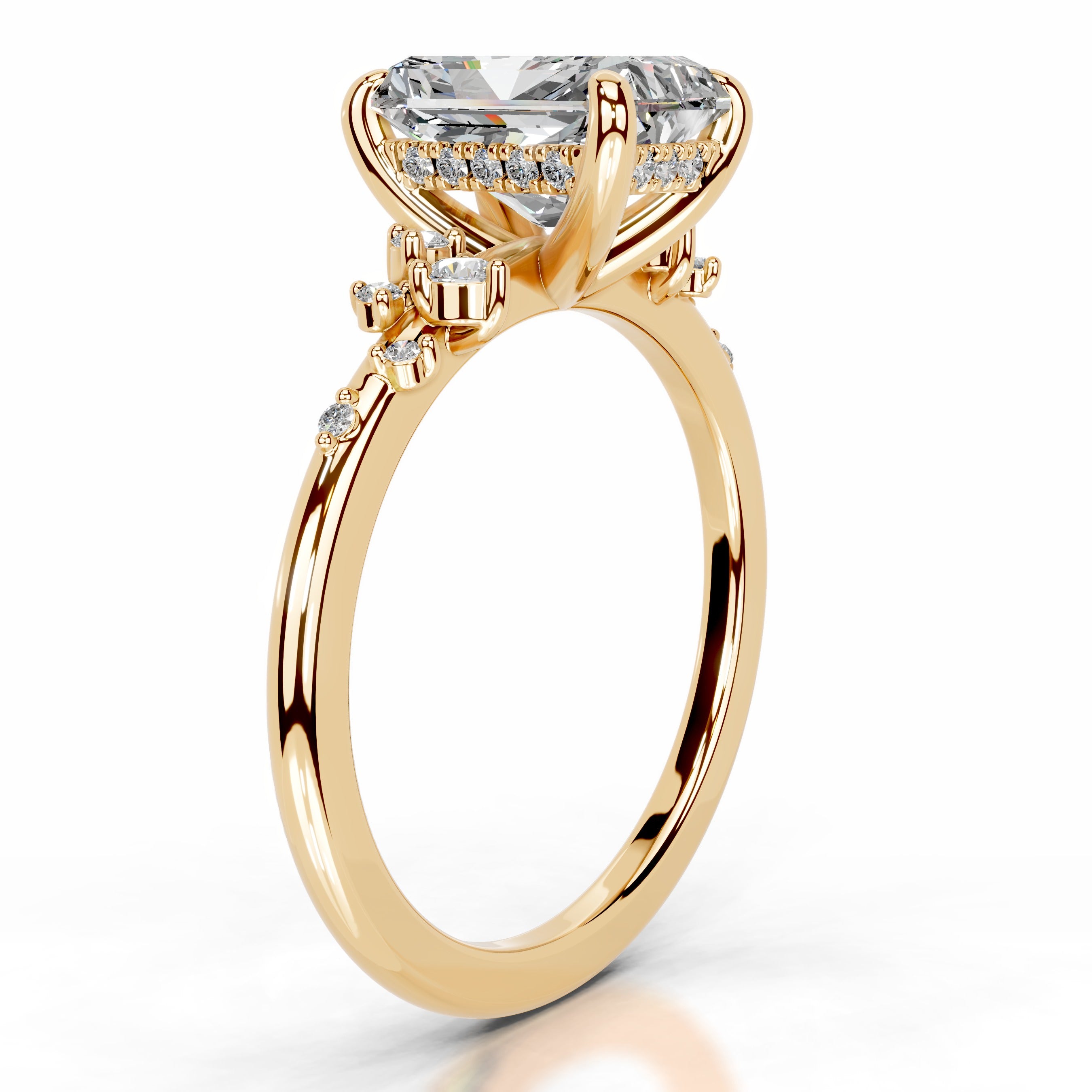 Maisie Moissanite & Diamonds Ring - 18K Yellow Gold