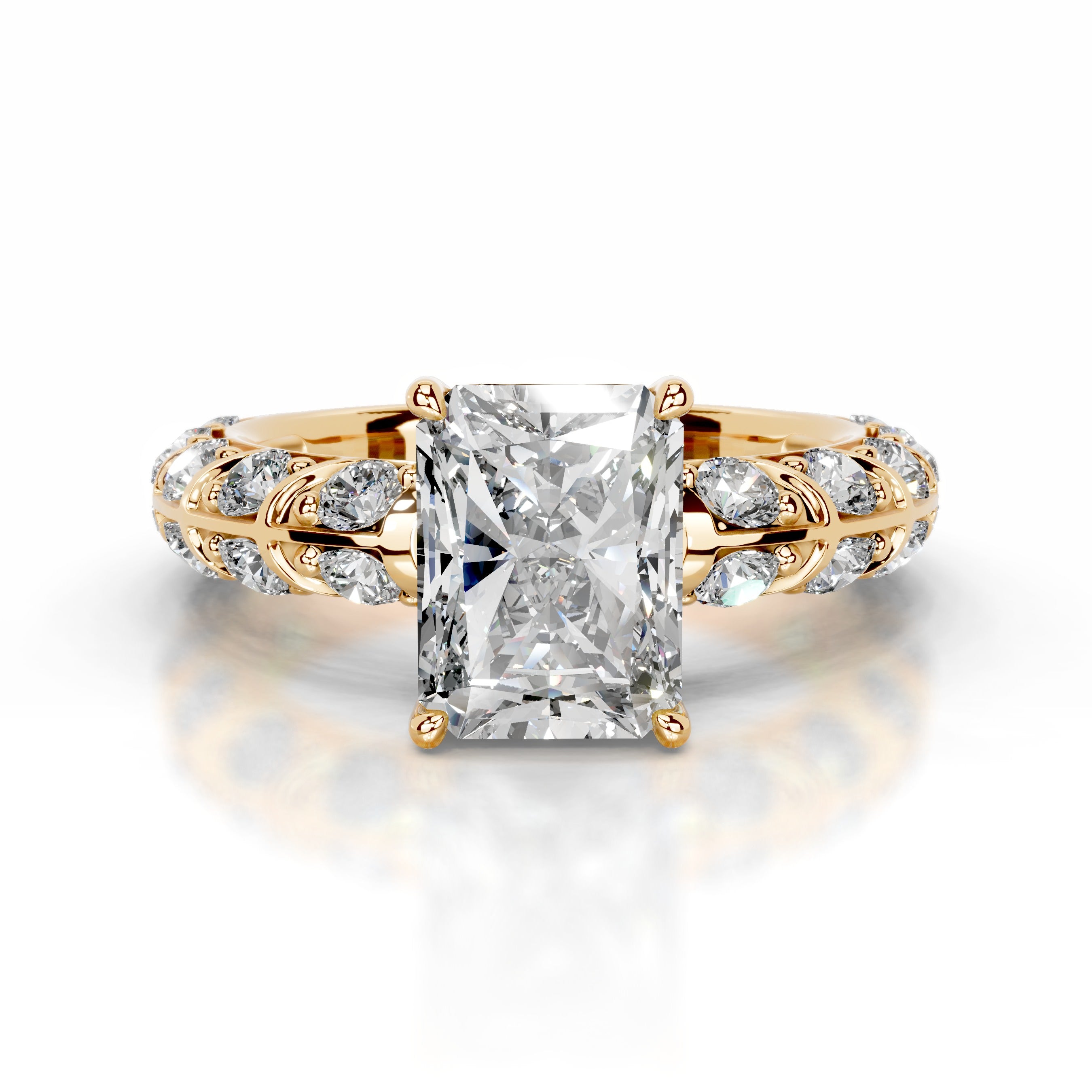 Iseul Moissanite & Diamonds Ring - 18K Yellow Gold