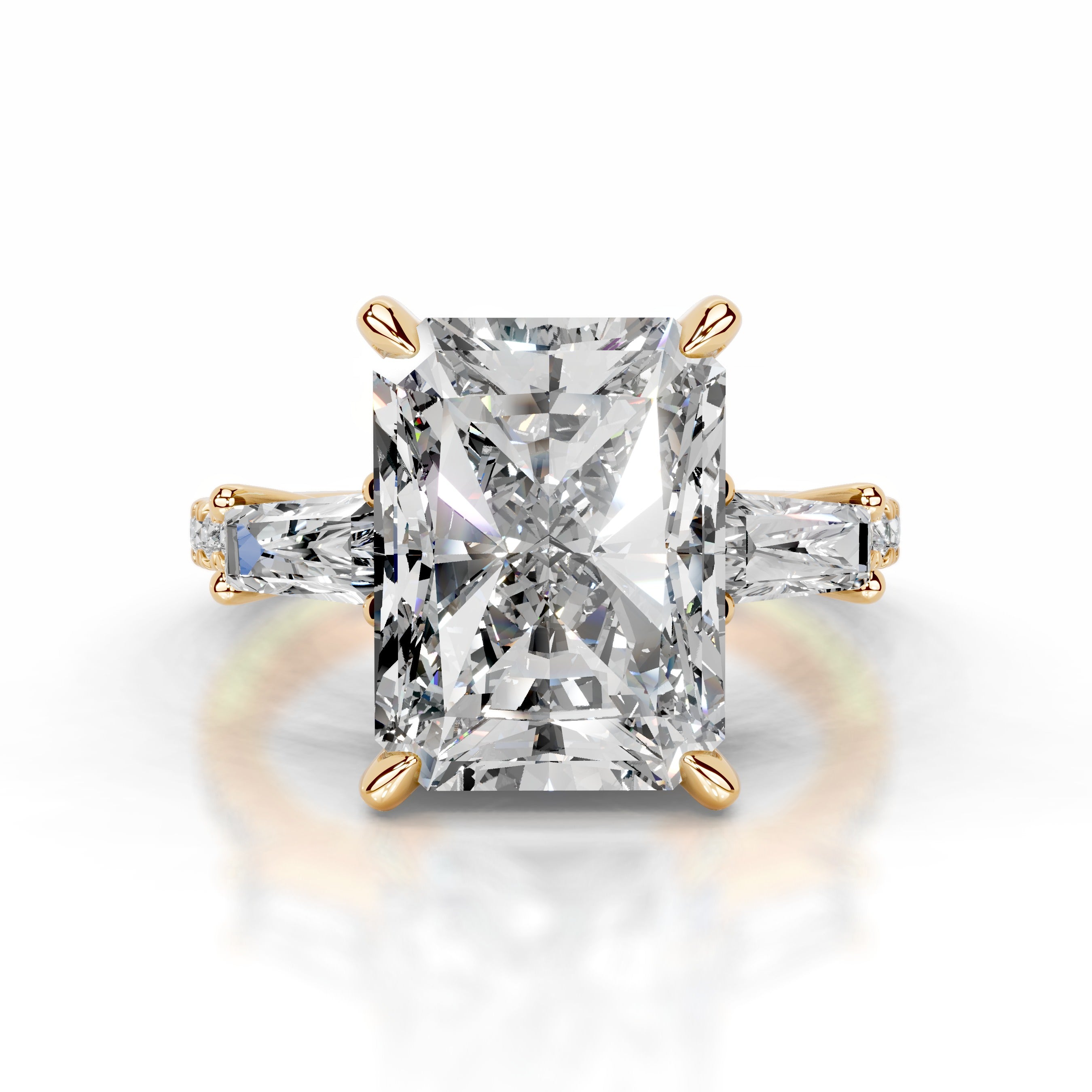Mun Moissanite & Diamonds Ring - 18K Yellow Gold