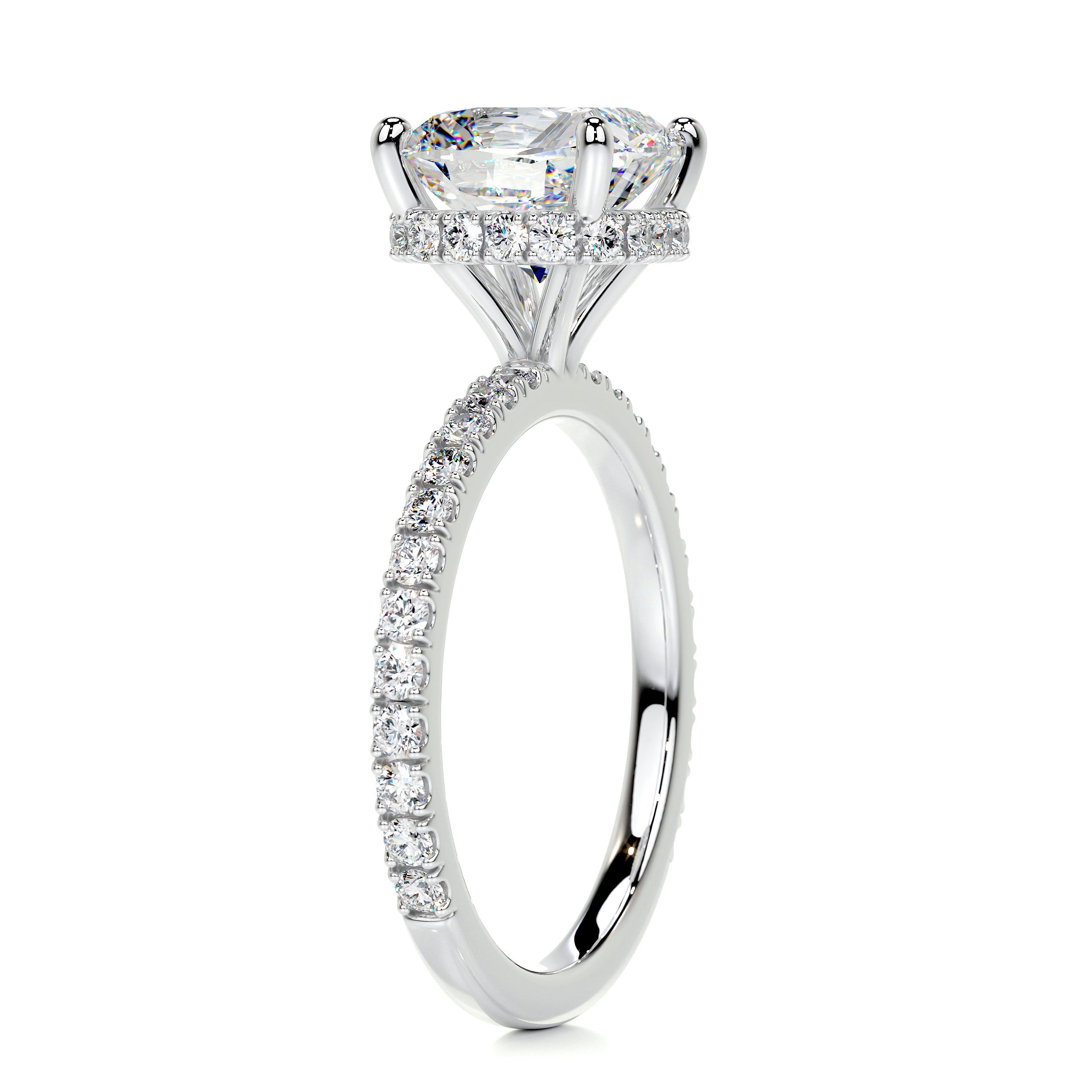 Madeline Moissanite & Diamonds Ring   (3 Carat) -18K White Gold (RTS)