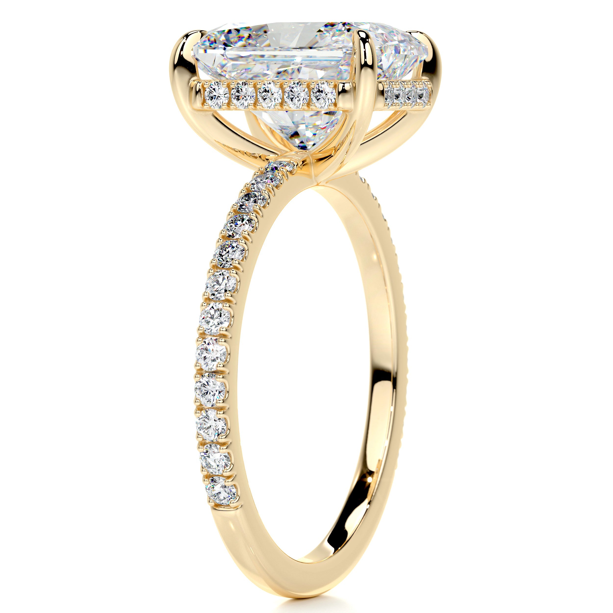 Luna Moissanite & Diamonds Ring -18K Yellow Gold (yahalom test) (RTS)