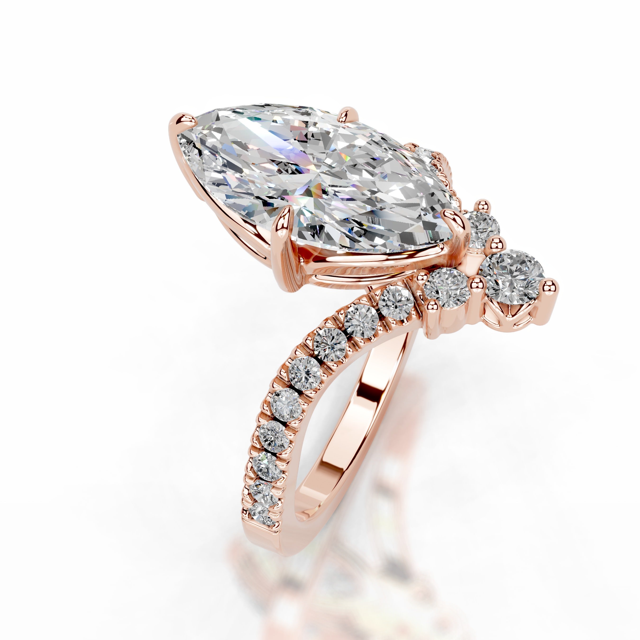 Tia Moissanite & Diamonds Ring - 14K Rose Gold