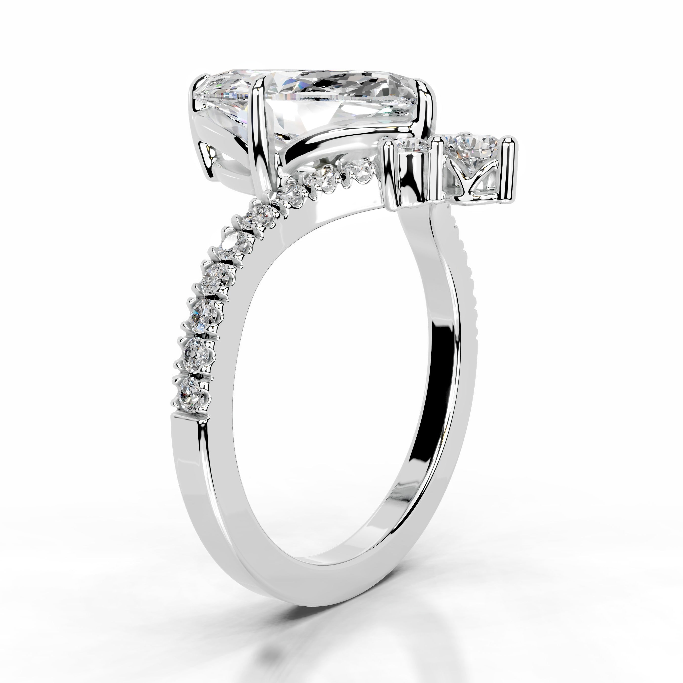 Tia Moissanite & Diamonds Ring - 14K White Gold