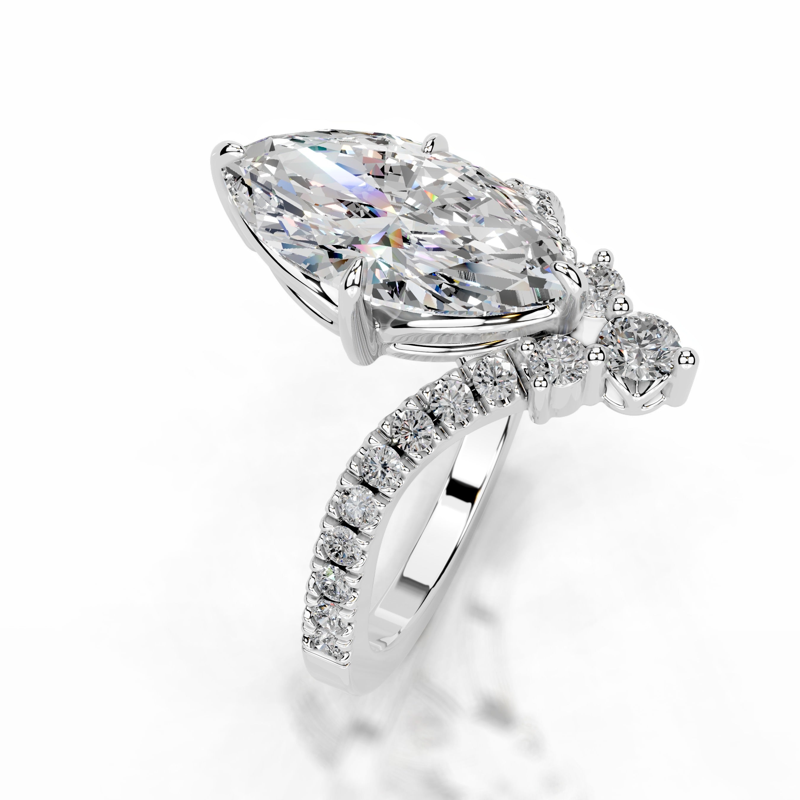 Tia Moissanite & Diamonds Ring - 14K White Gold