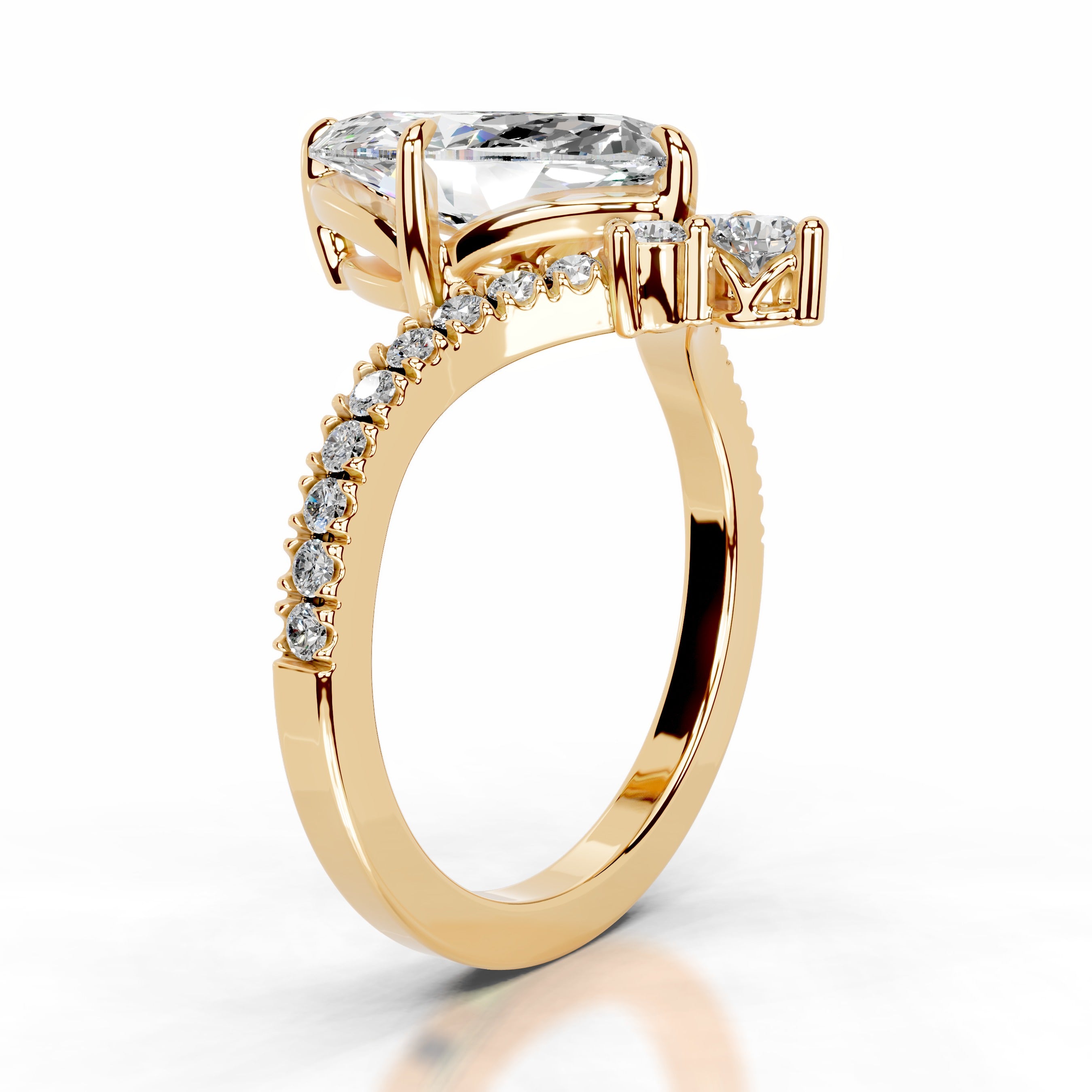 Tia Moissanite & Diamonds Ring - 18K Yellow Gold