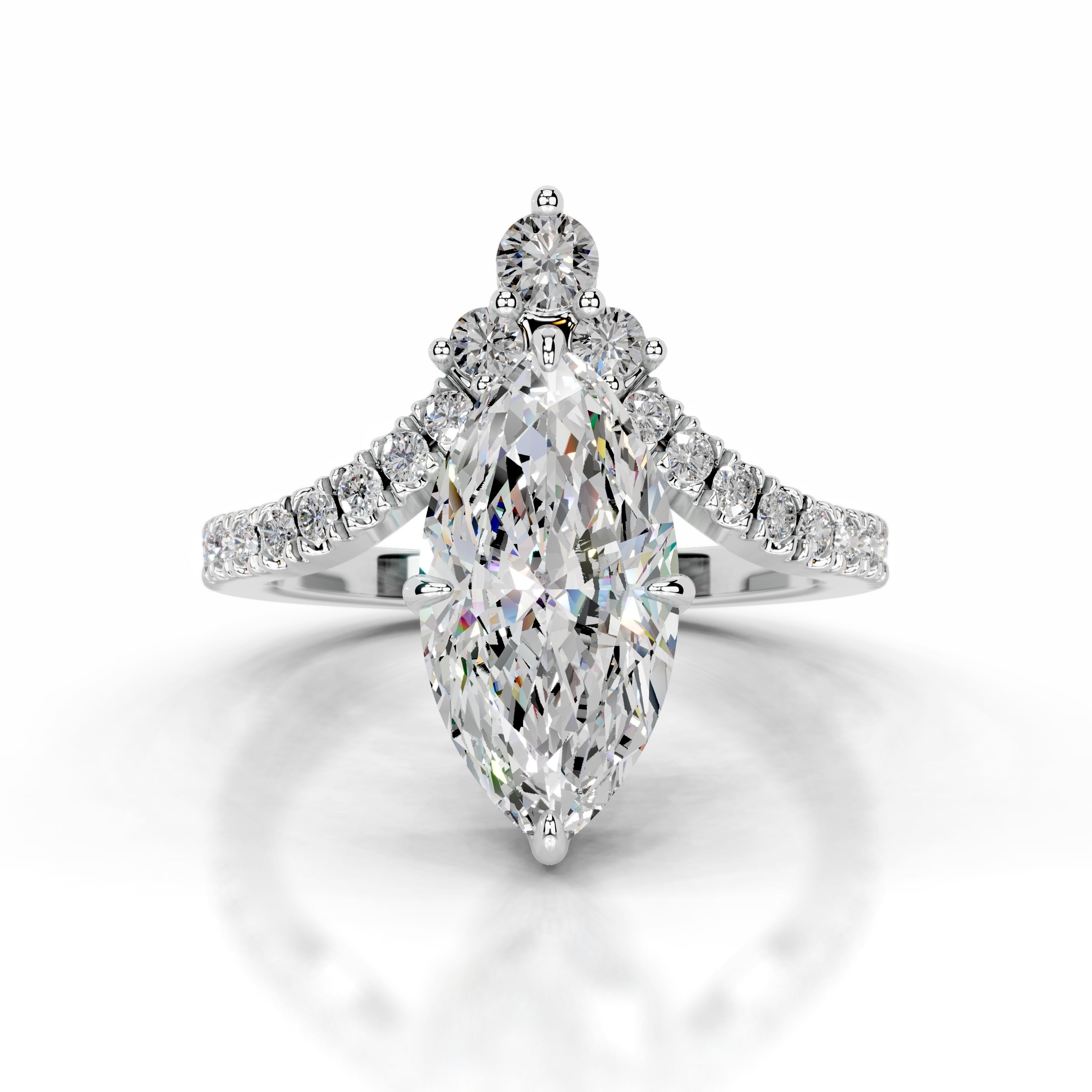 Tia Moissanite & Diamonds Ring - 14K White Gold