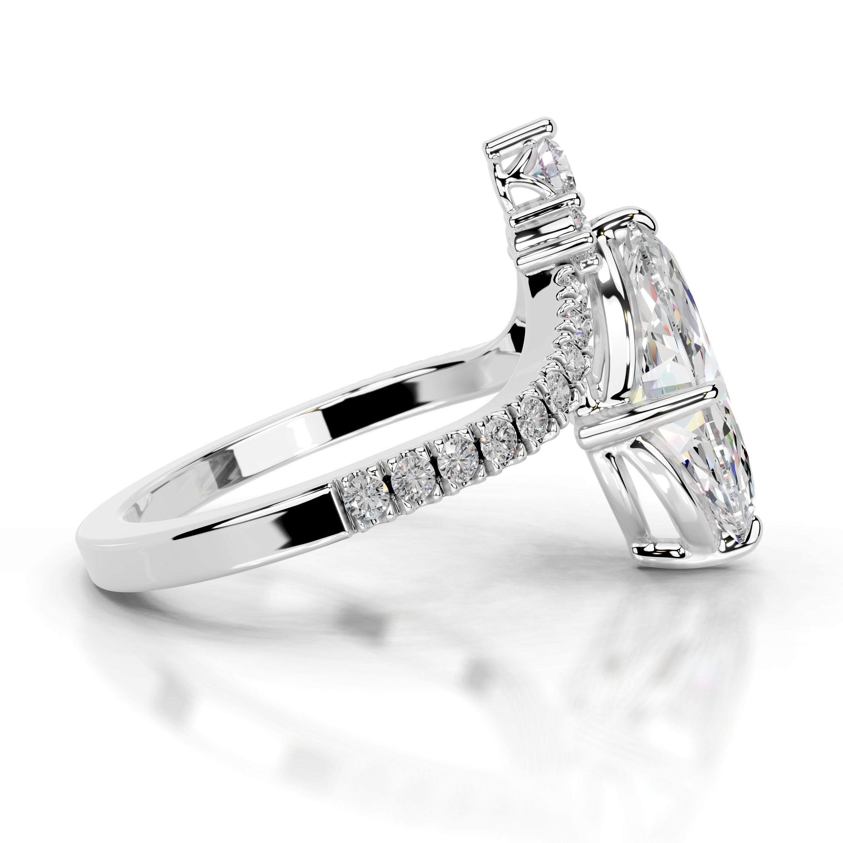 Tia Moissanite & Diamonds Ring - 14K White Gold