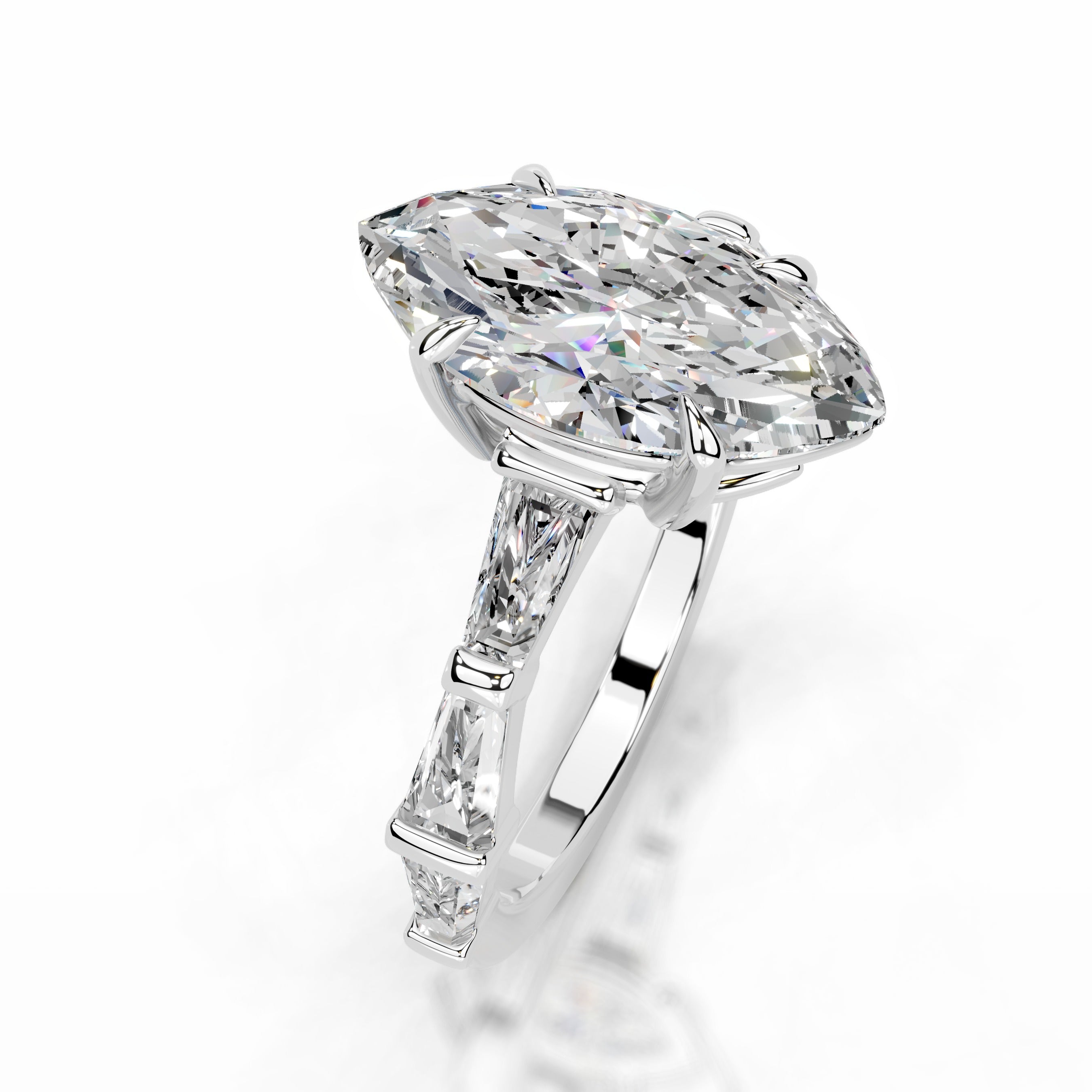 Nidia Moissanite & Diamonds Ring - 14K White Gold