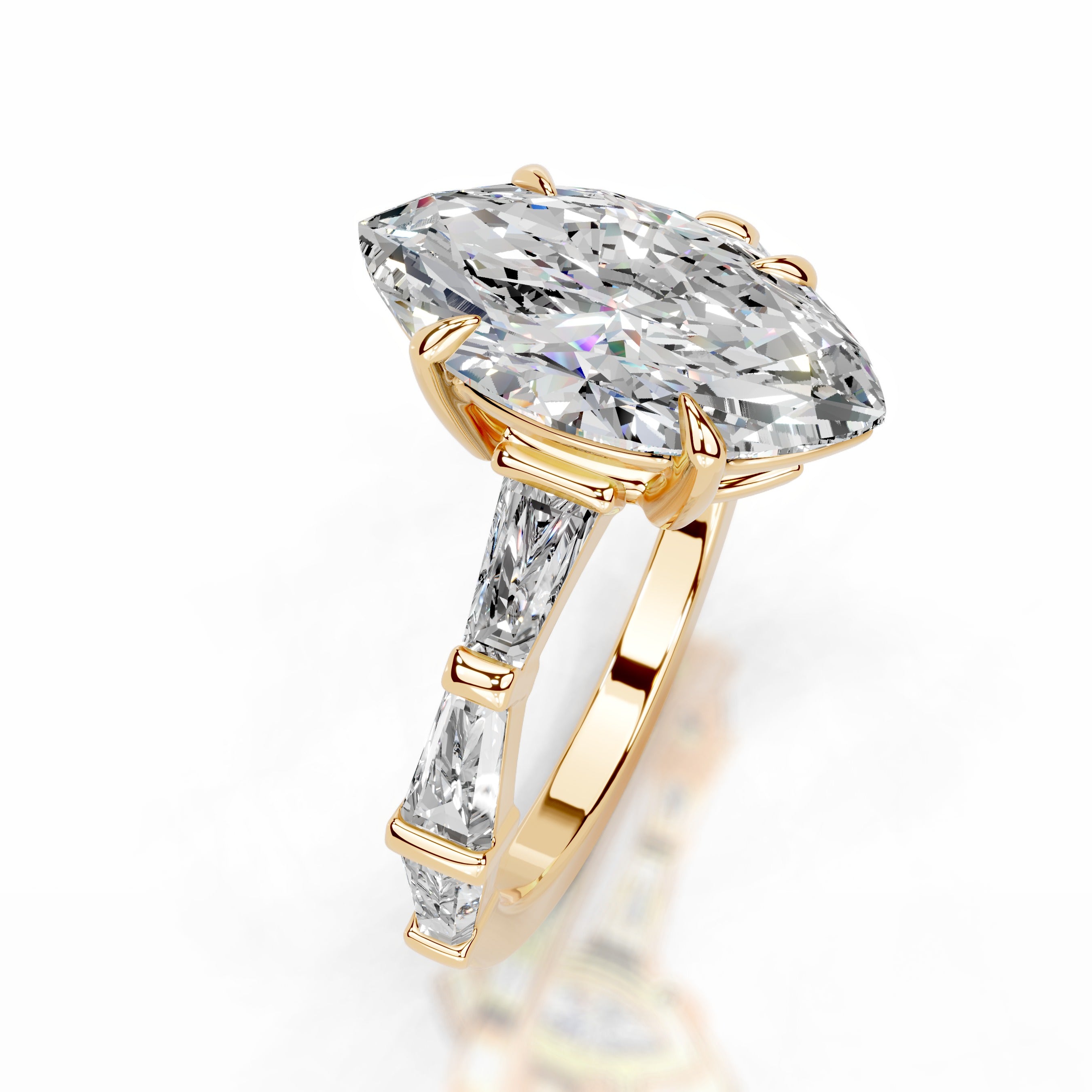 Nidia Moissanite & Diamonds Ring - 18K Yellow Gold