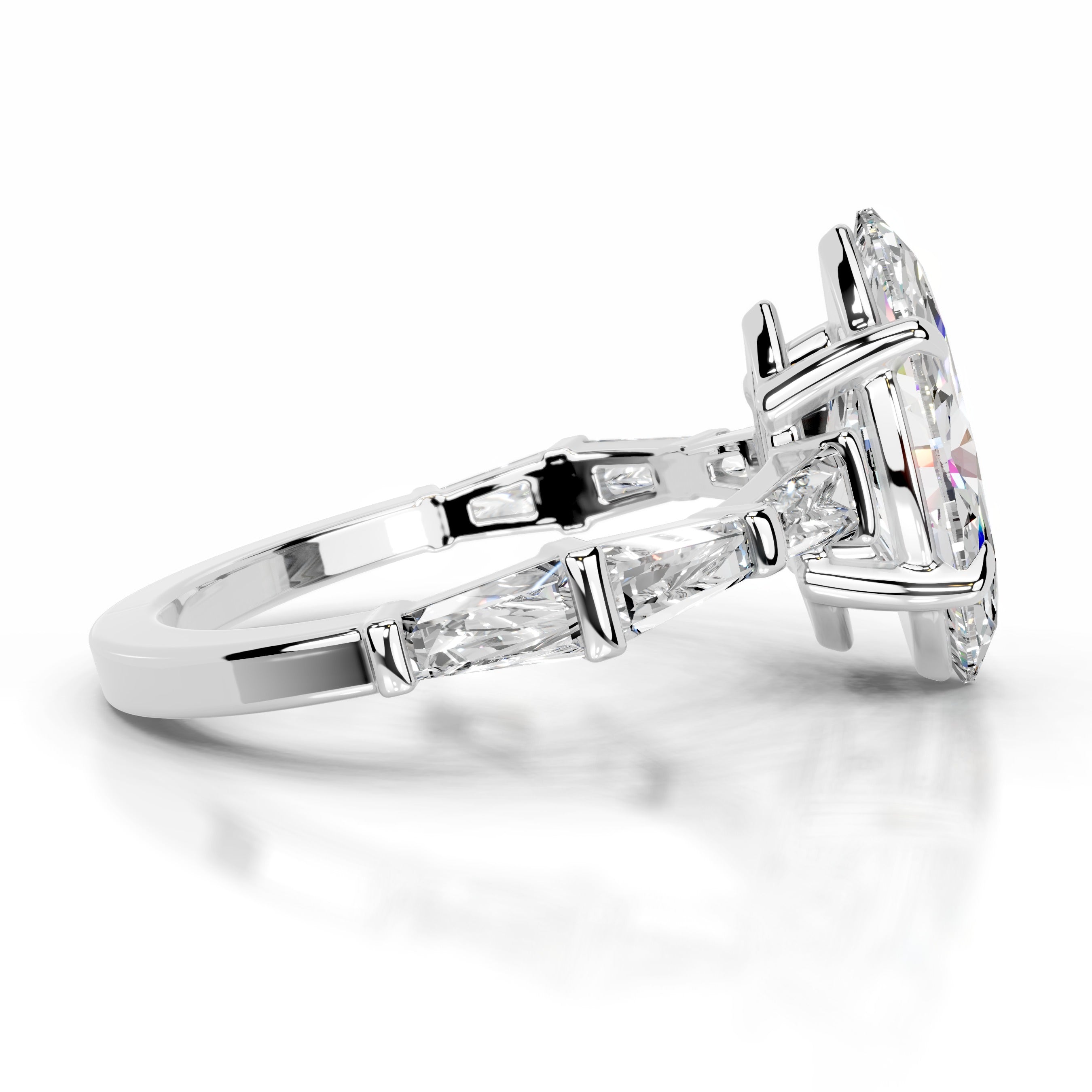 Nidia Moissanite & Diamonds Ring - 18K White Gold