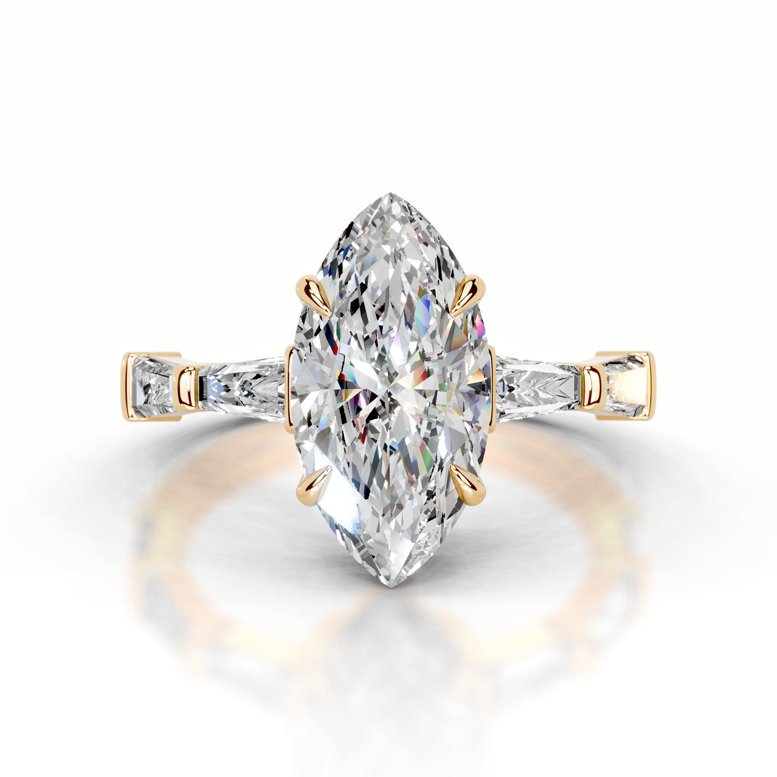 Nidia Moissanite & Diamonds Ring - 18K Yellow Gold