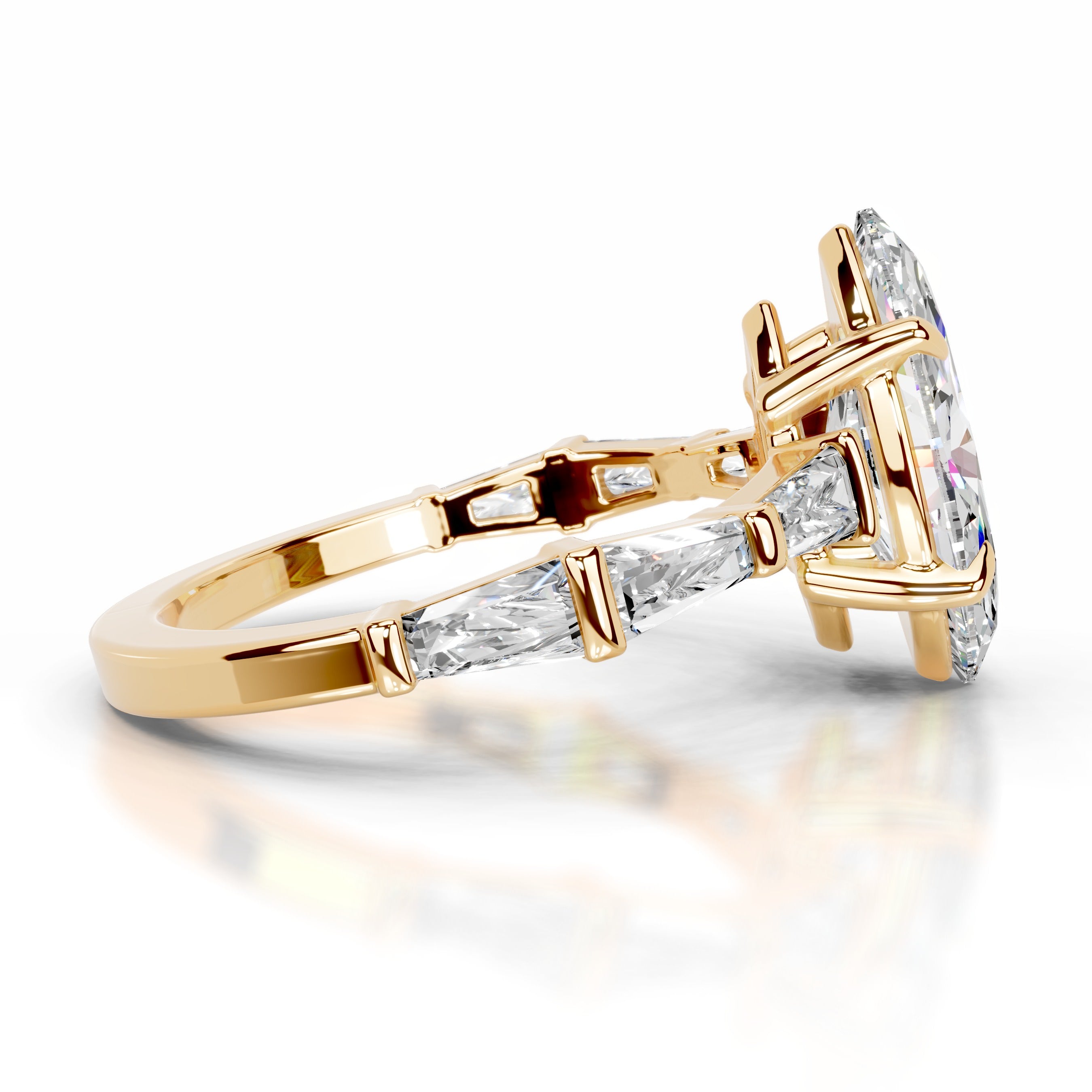 Nidia Moissanite & Diamonds Ring - 18K Yellow Gold