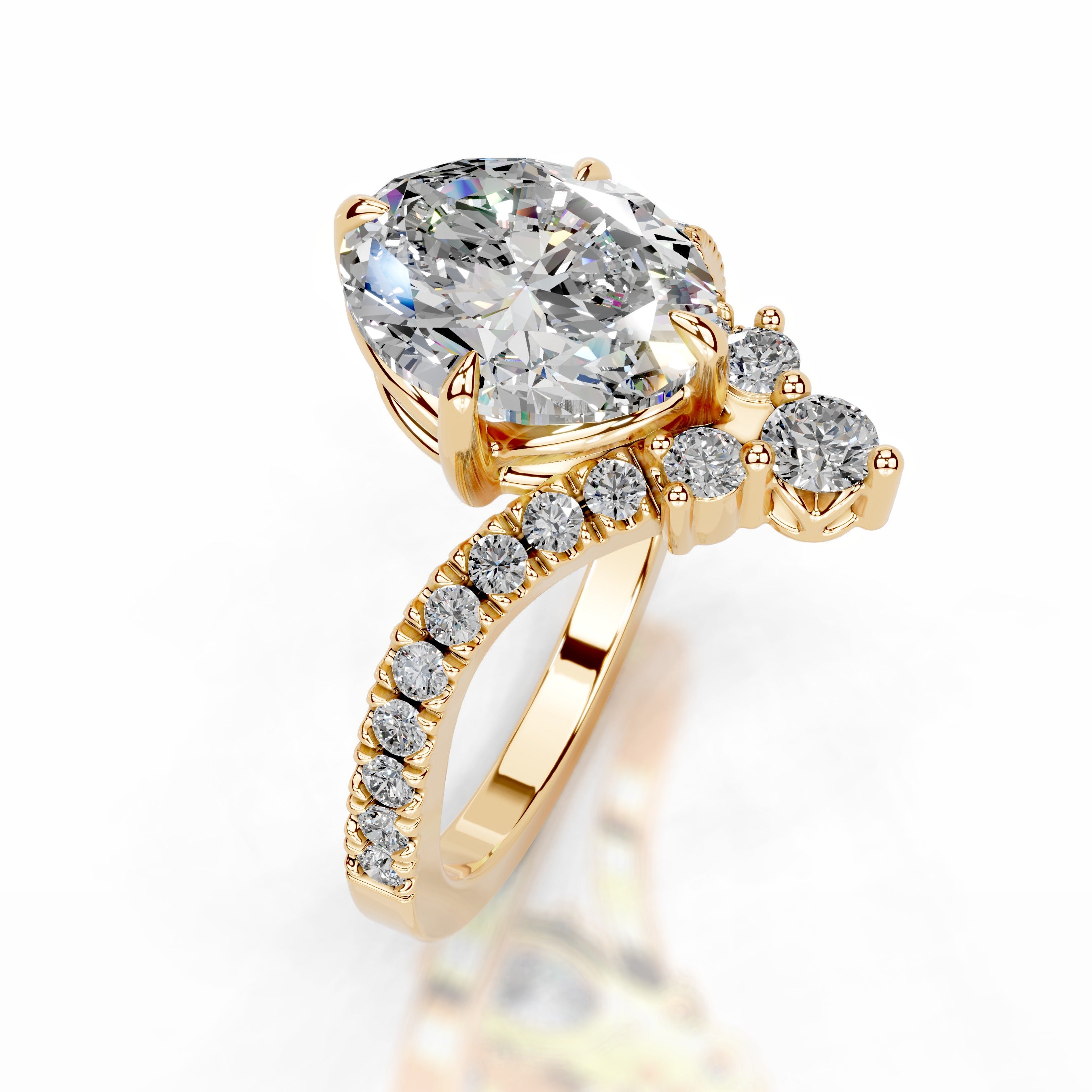 Thea Moissanite & Diamond Ring - 18K Yellow Gold