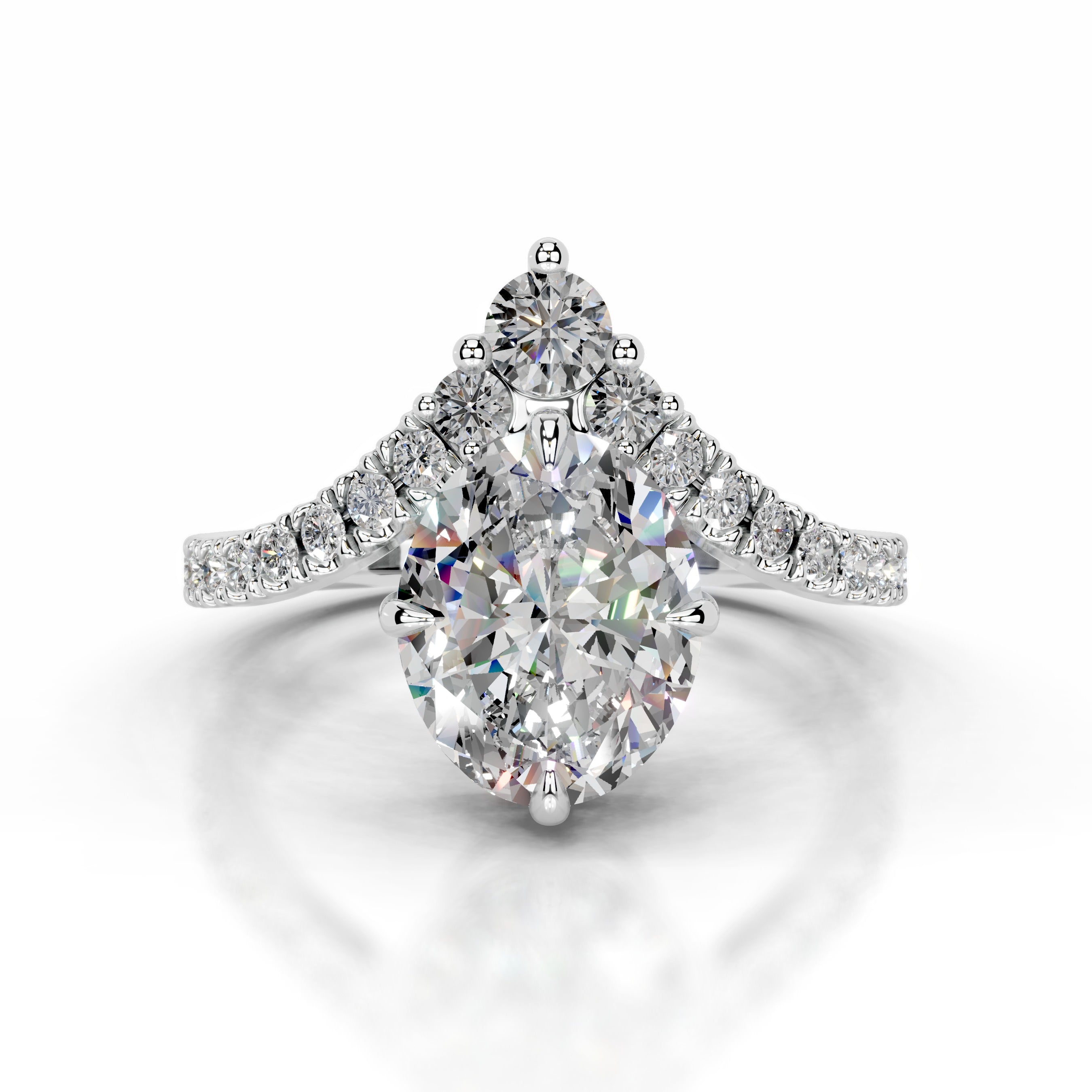 Thea Moissanite & Diamonds Ring - 18K White Gold