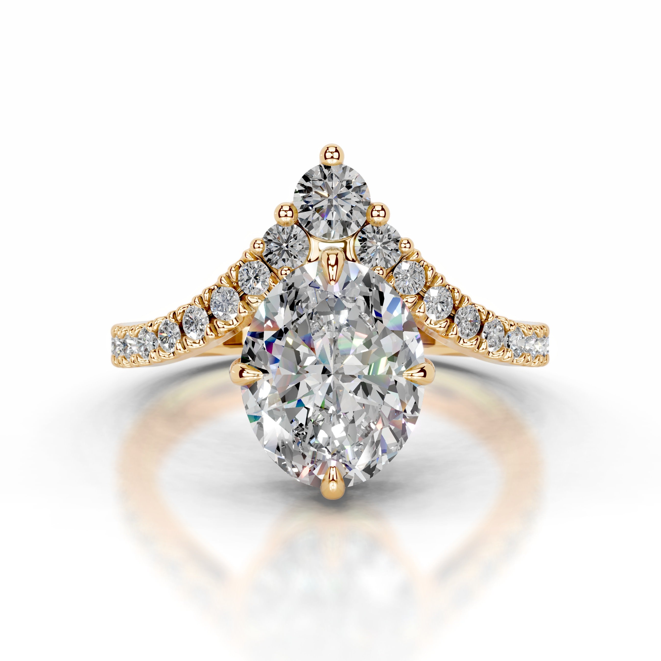 Thea Moissanite & Diamond Ring - 18K Yellow Gold