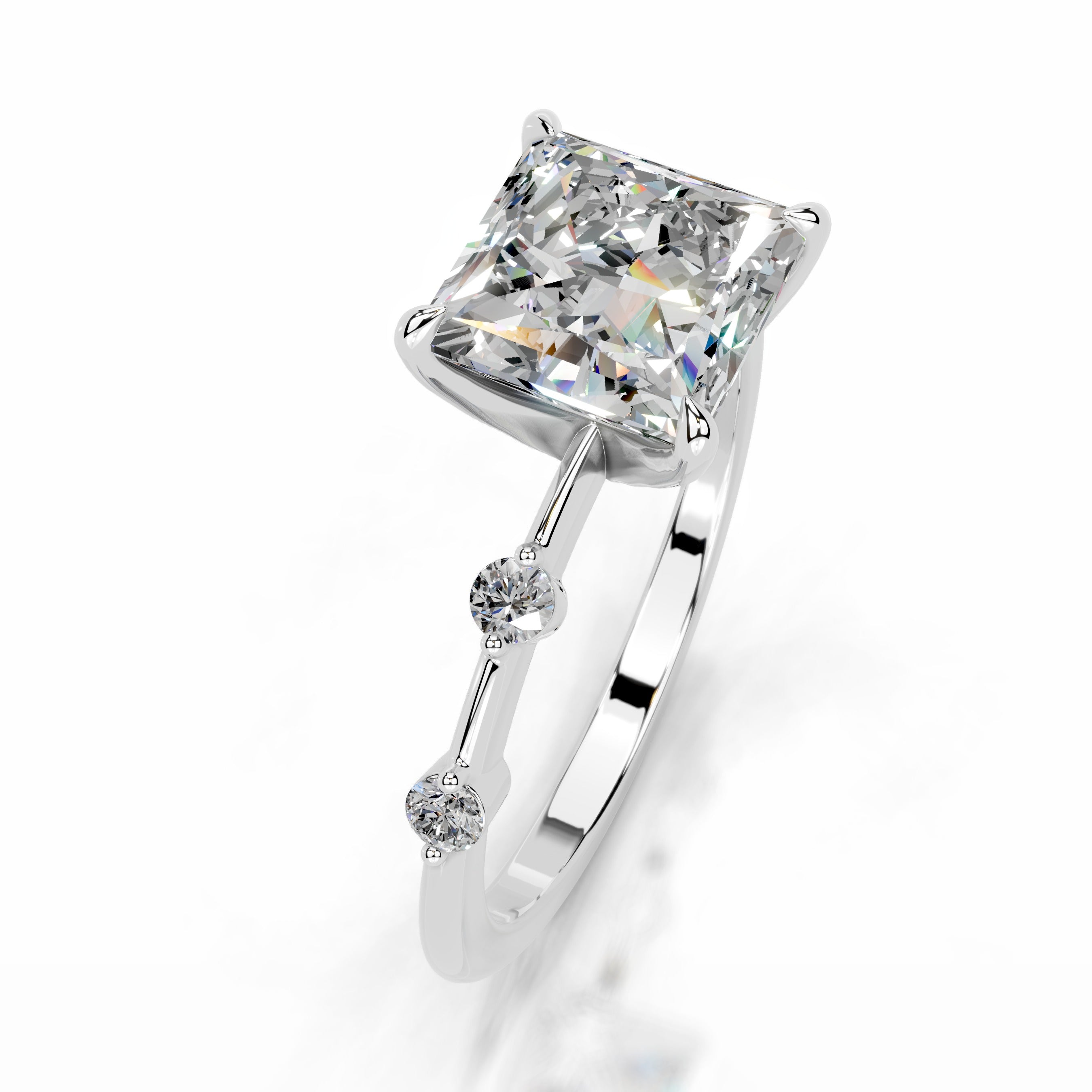 Timmey Moissanite & Diamonds Ring  - 18K White Gold