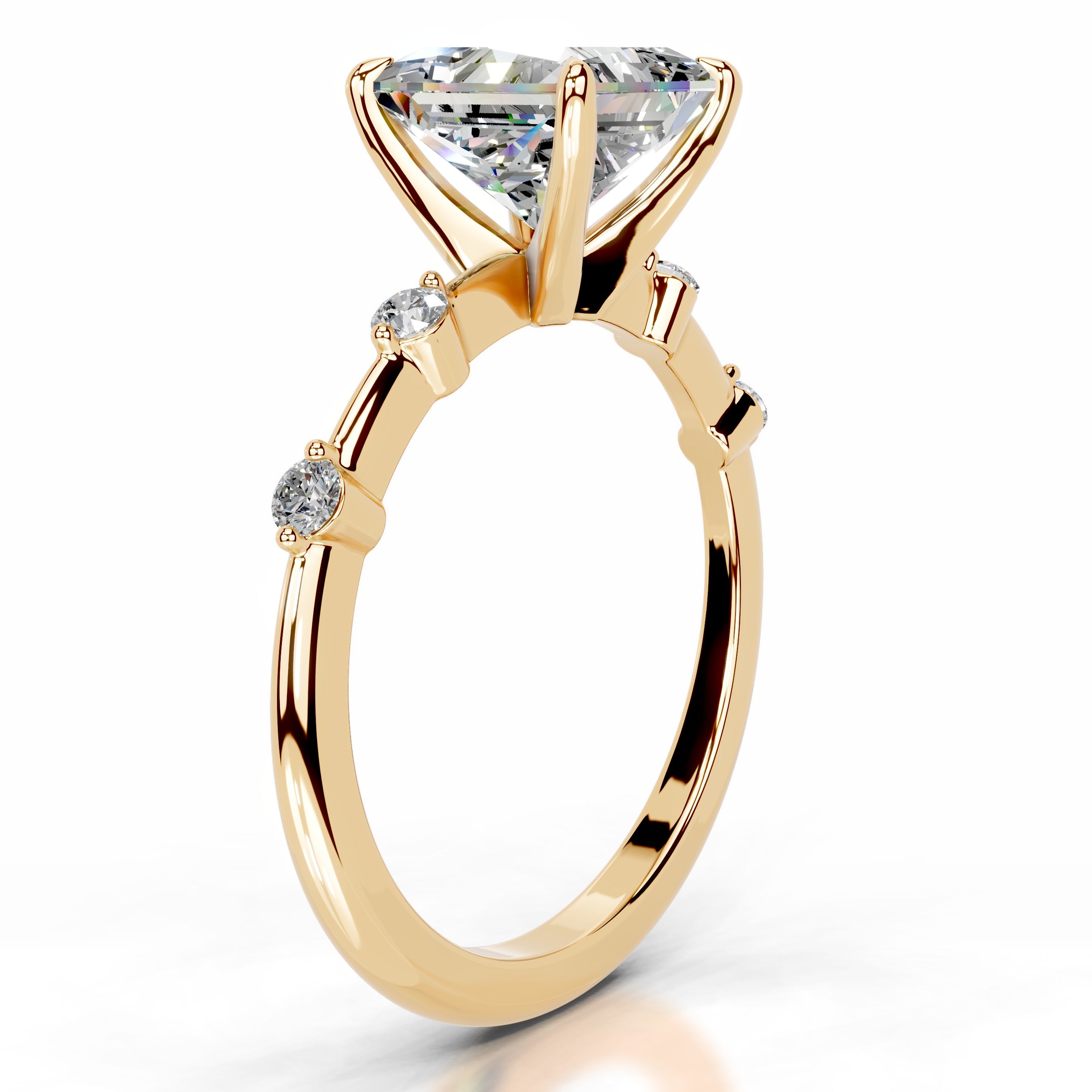 Timmey Moissanite & Diamonds Ring  - 18K Yellow Gold