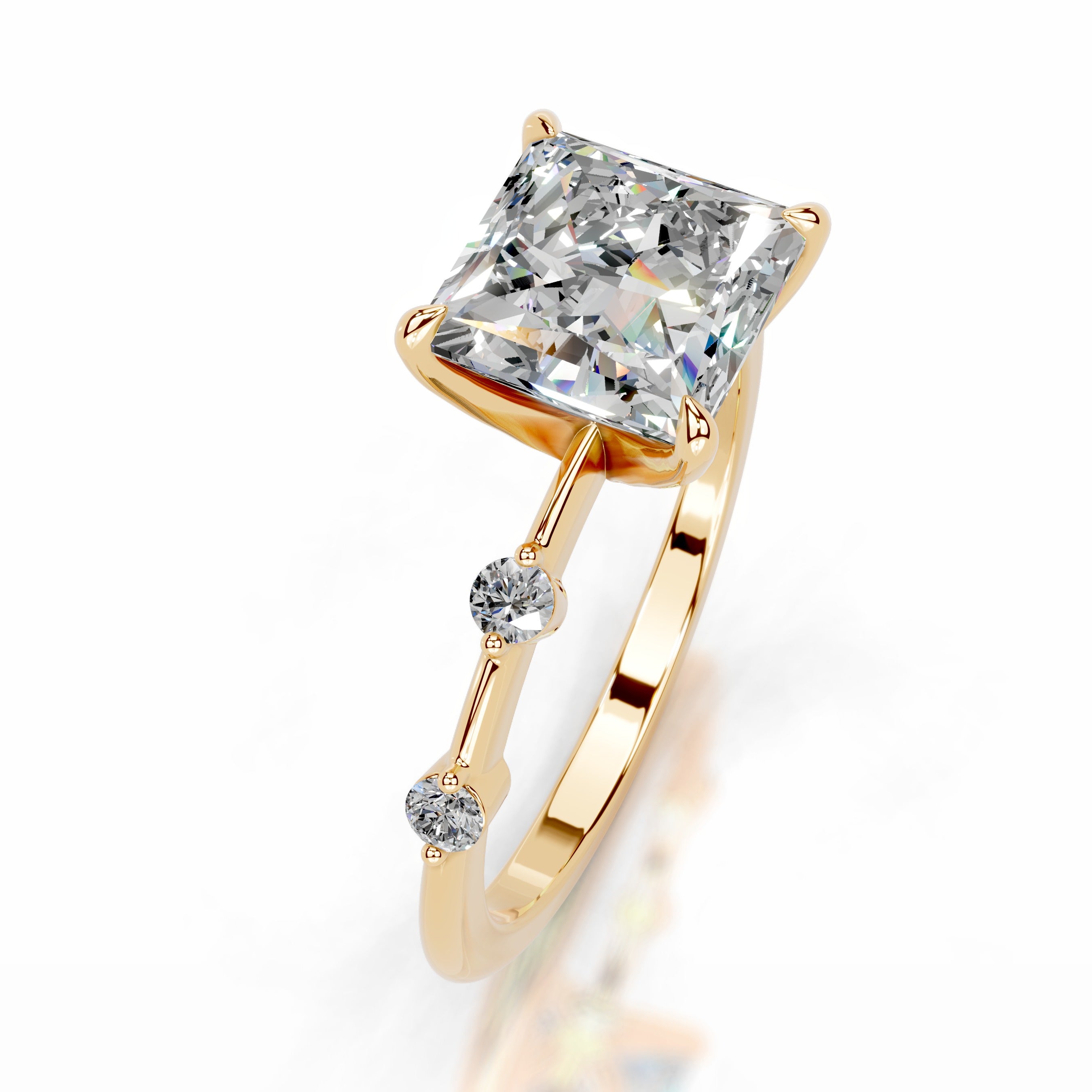 Timmey Moissanite & Diamonds Ring  - 18K Yellow Gold