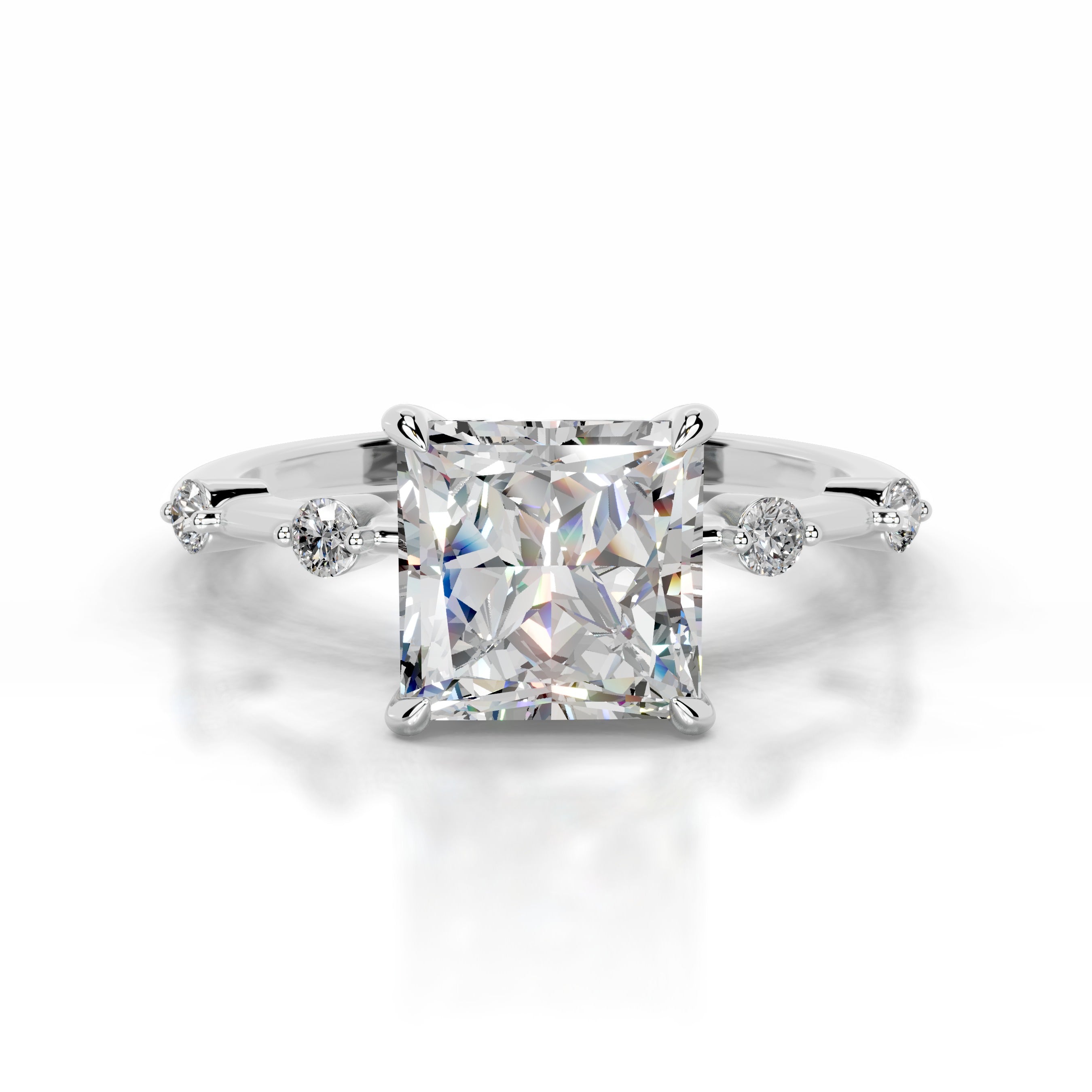 Timmey Moissanite & Diamonds Ring  - 18K White Gold