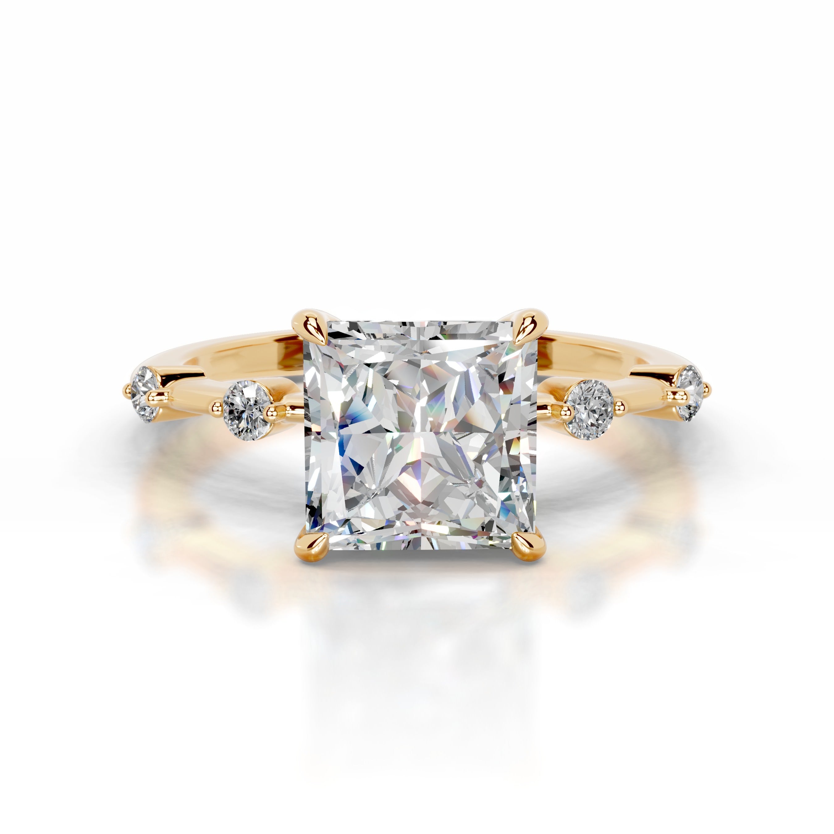 Timmey Moissanite & Diamonds Ring  - 18K Yellow Gold