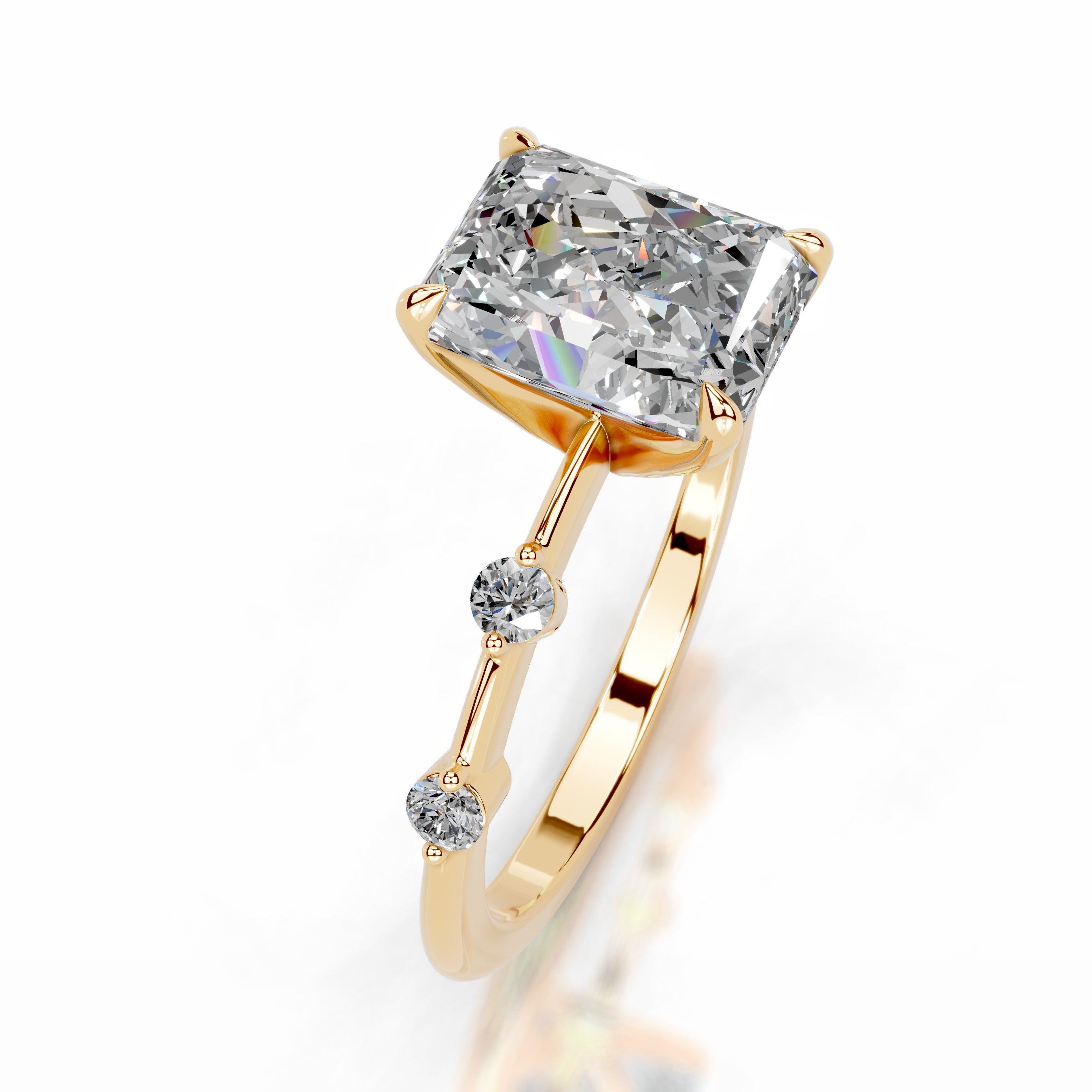 Liv Moissanite & Diamonds Ring - 18K Yellow Gold