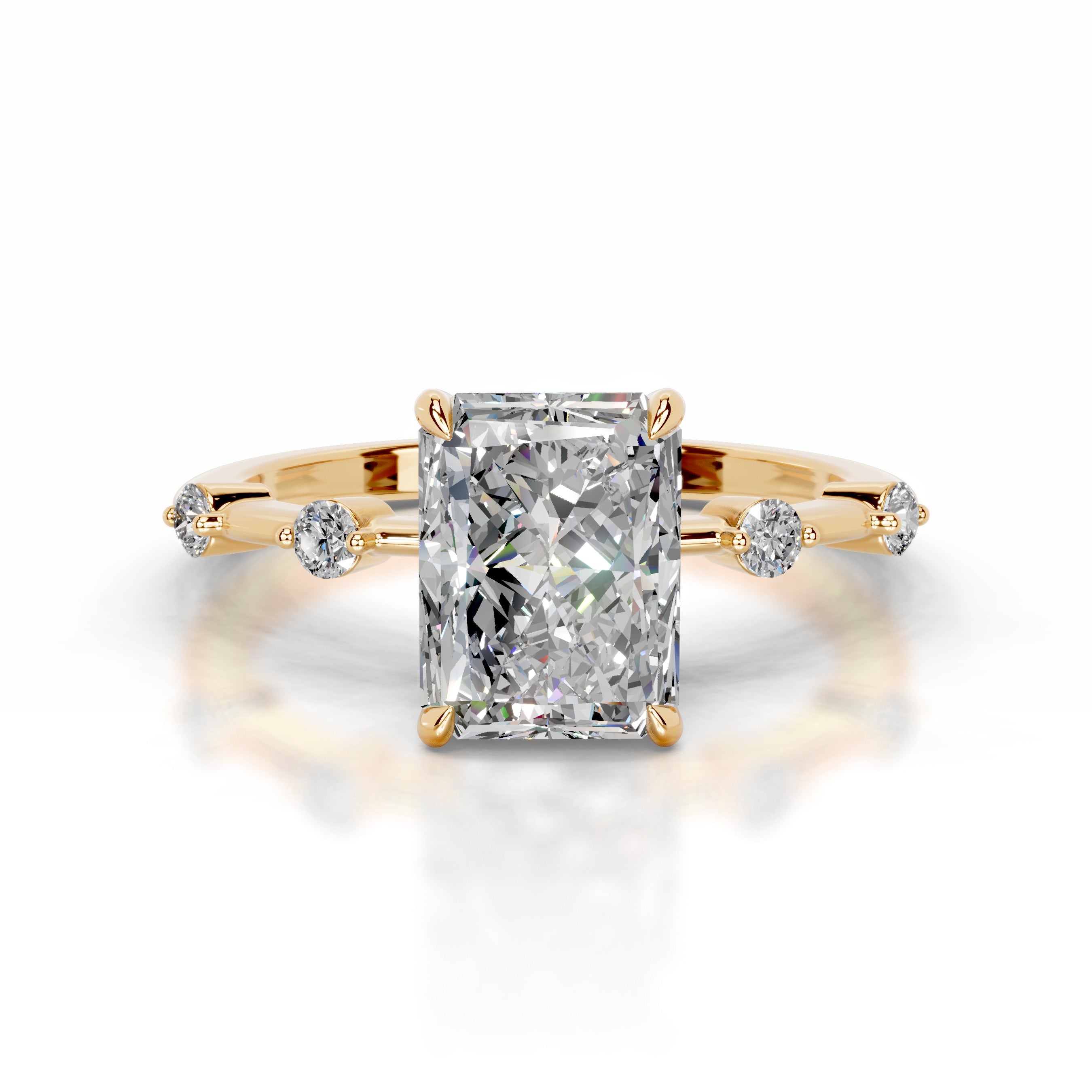 Liv Moissanite & Diamonds Ring - 18K Yellow Gold