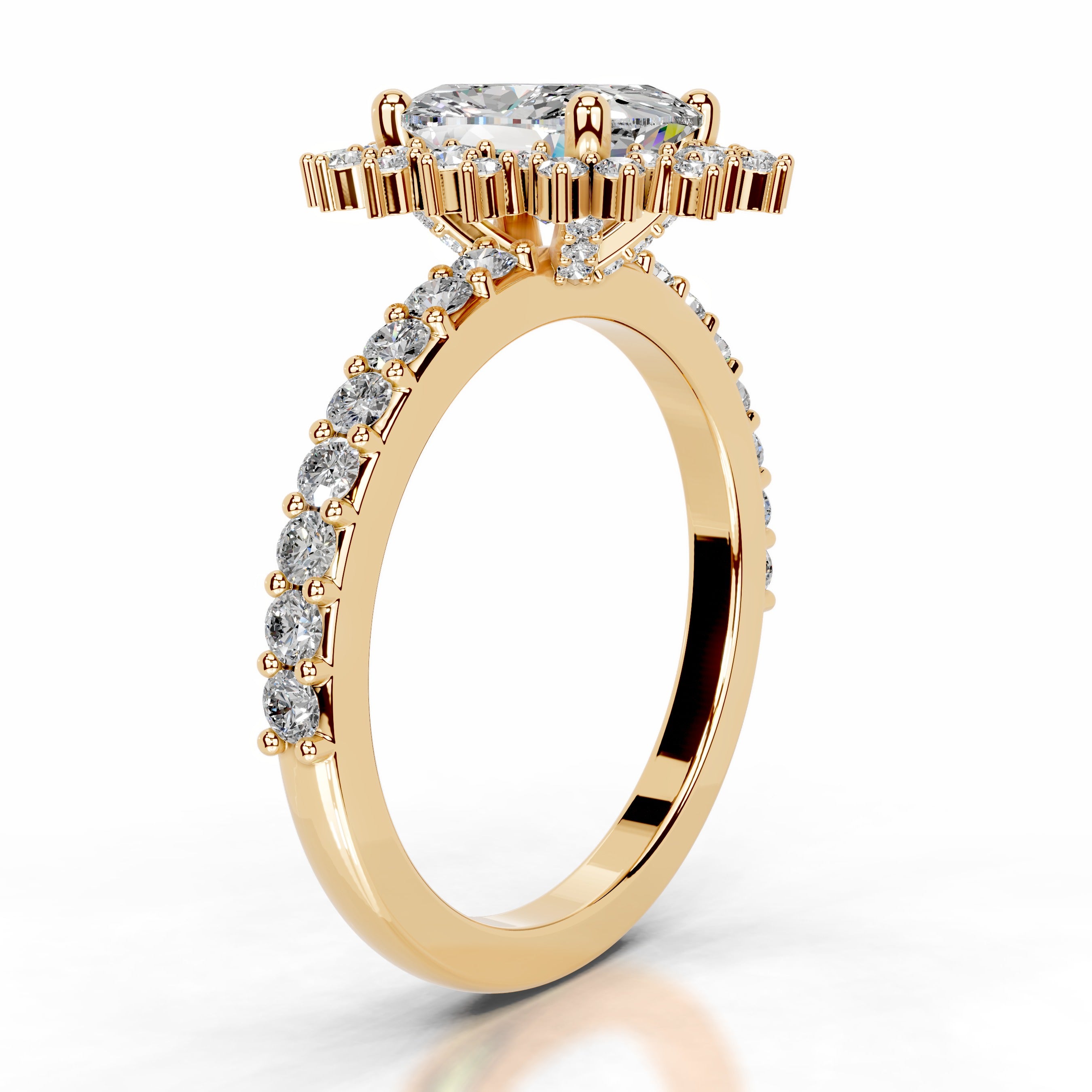 Bodil Moissanite & Diamonds Ring  - 18K Yellow Gold