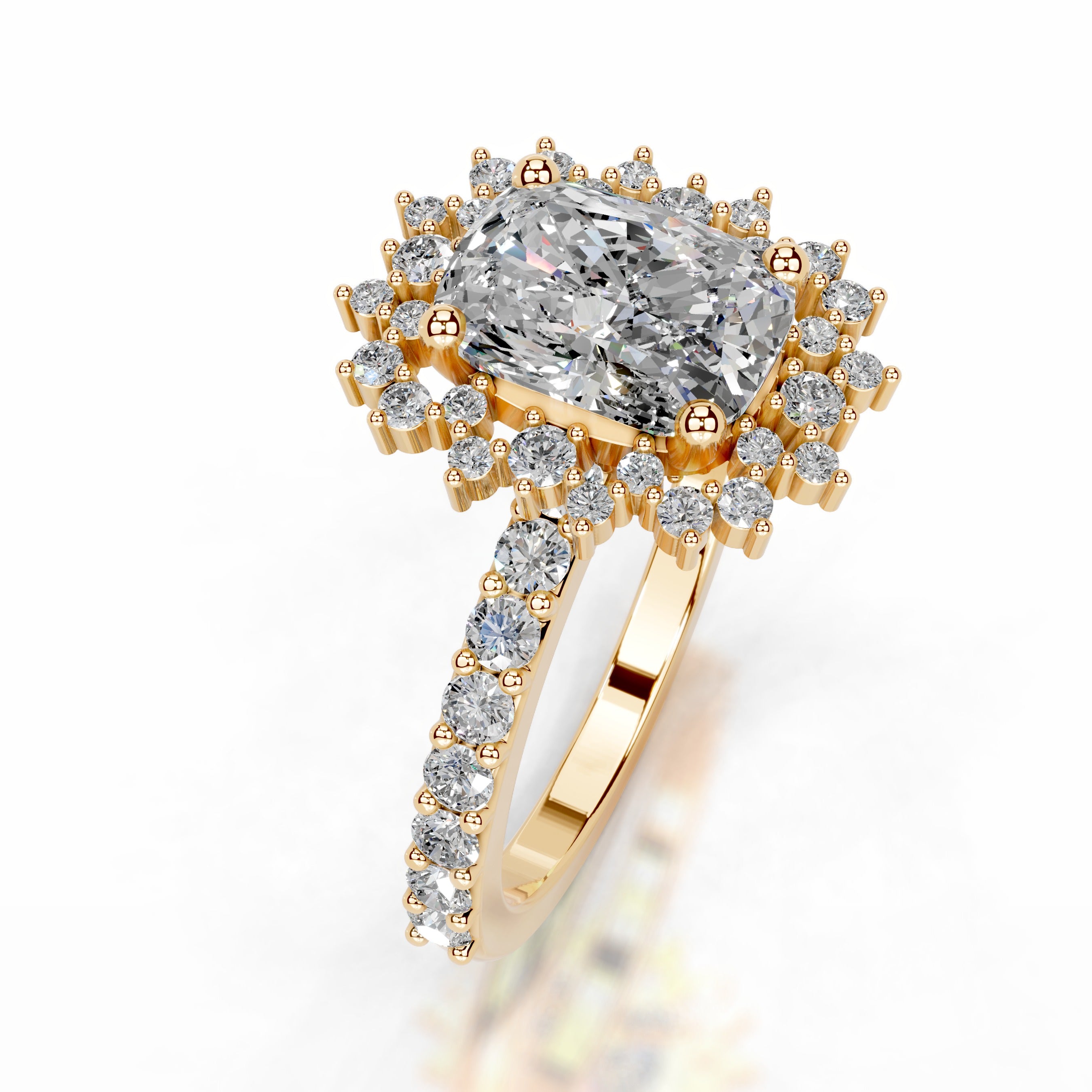 Bodil Moissanite & Diamonds Ring  - 18K Yellow Gold