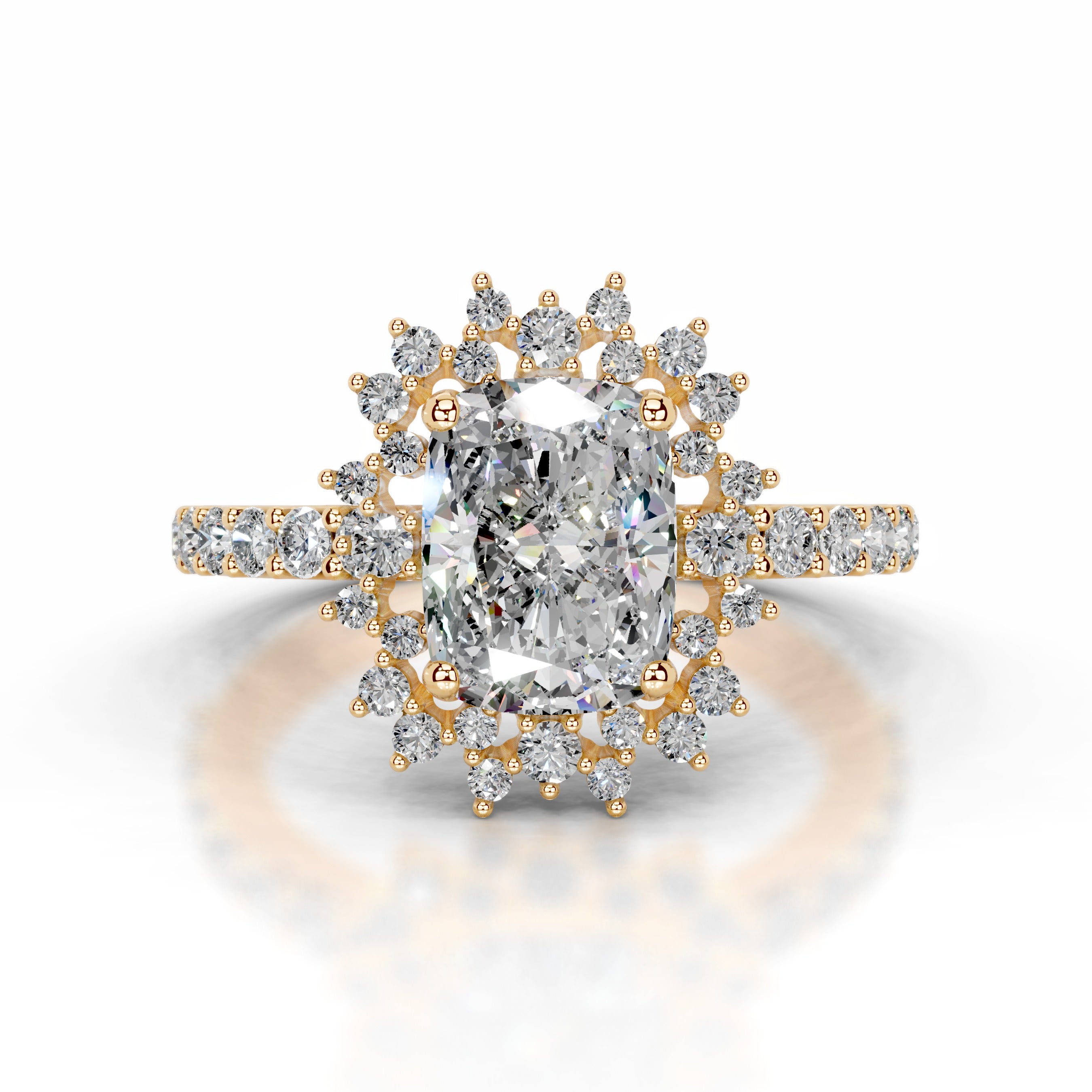 Bodil Moissanite & Diamonds Ring  - 18K Yellow Gold