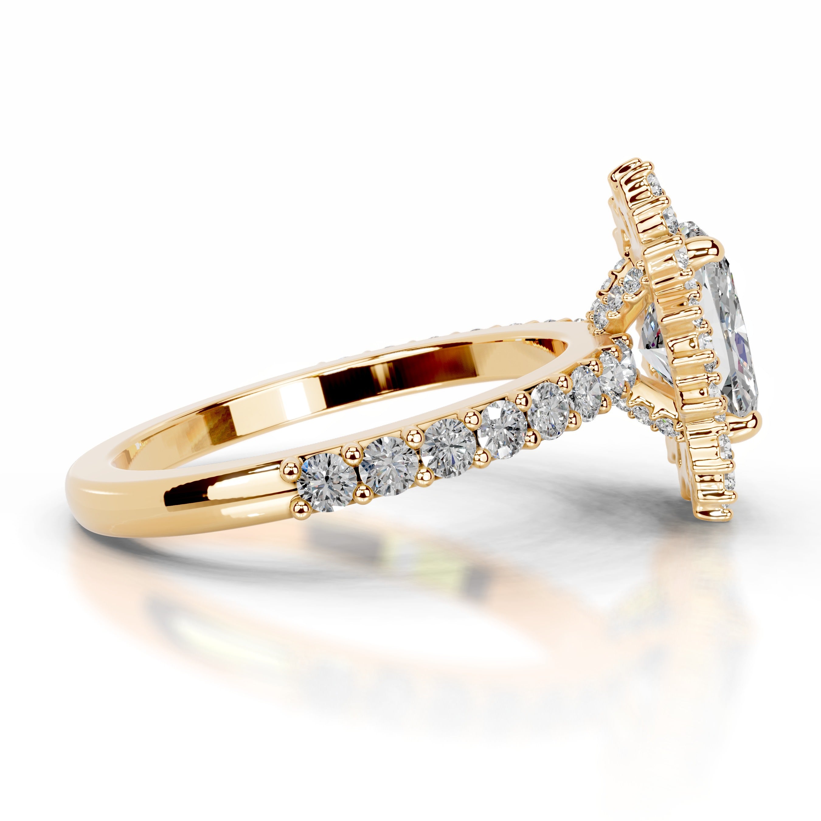 Bodil Moissanite & Diamonds Ring  - 18K Yellow Gold