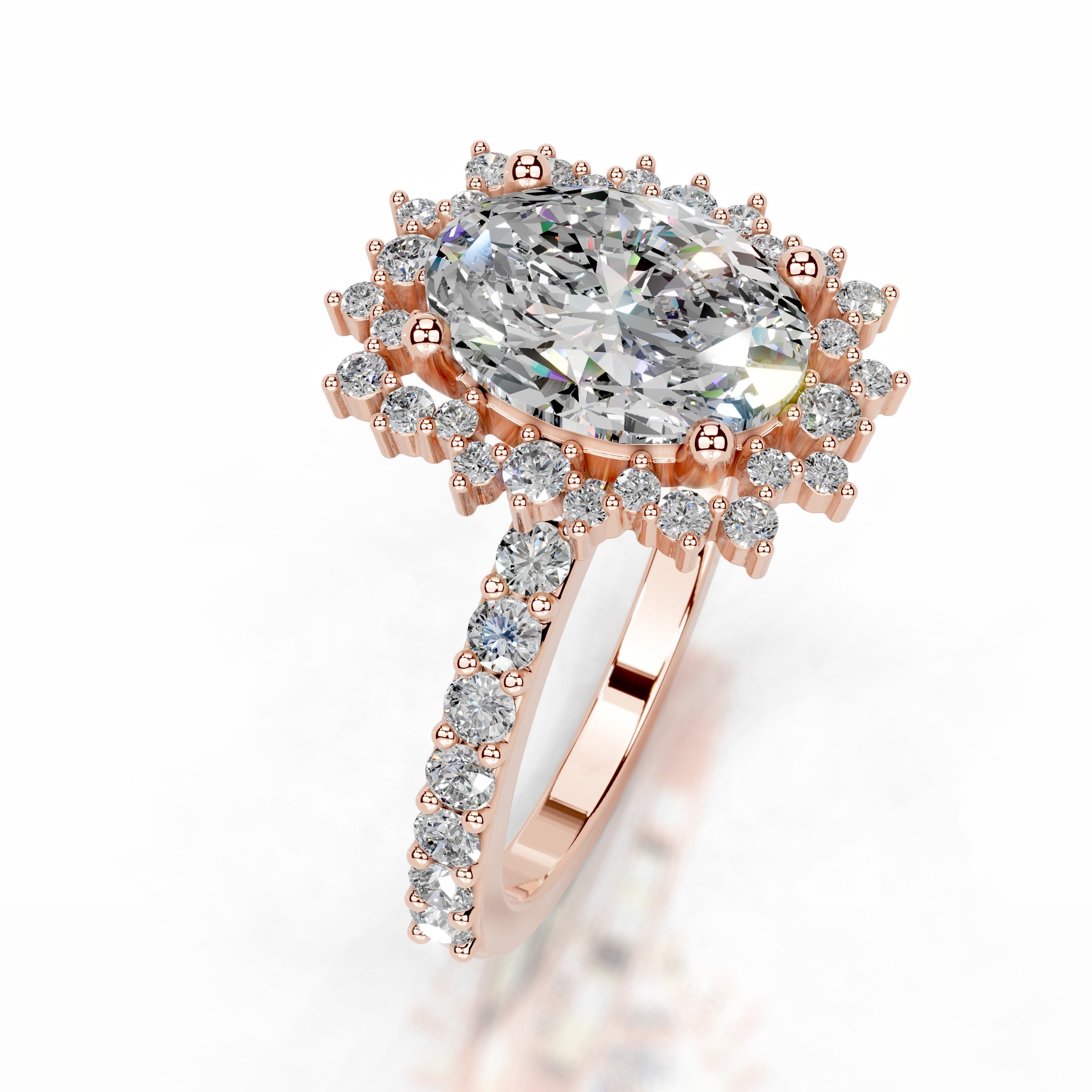 Gertrud Moissanite & Diamonds Ring - 14K Rose Gold