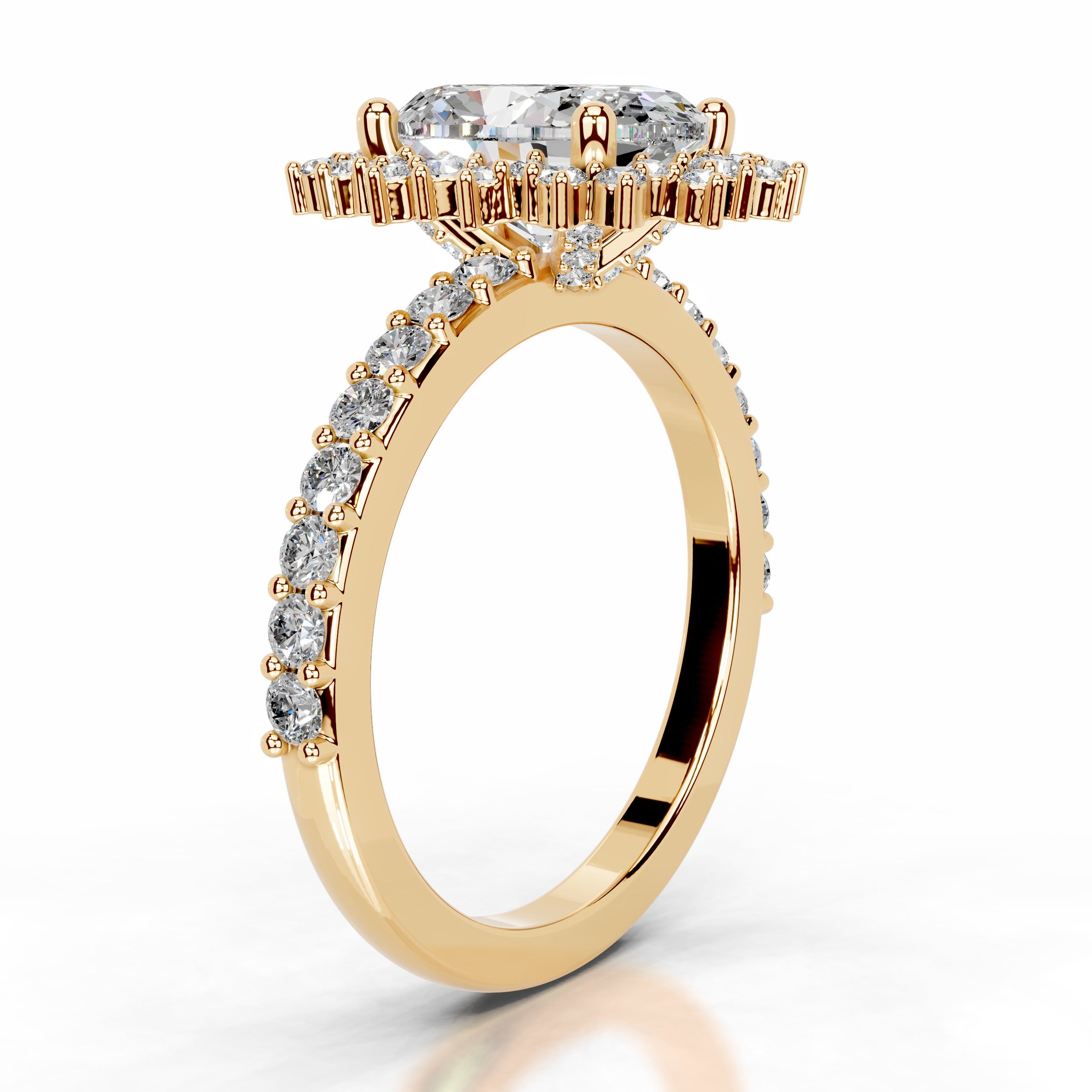 Gertrud Moissanite & Diamonds Ring - 18K Yellow Gold