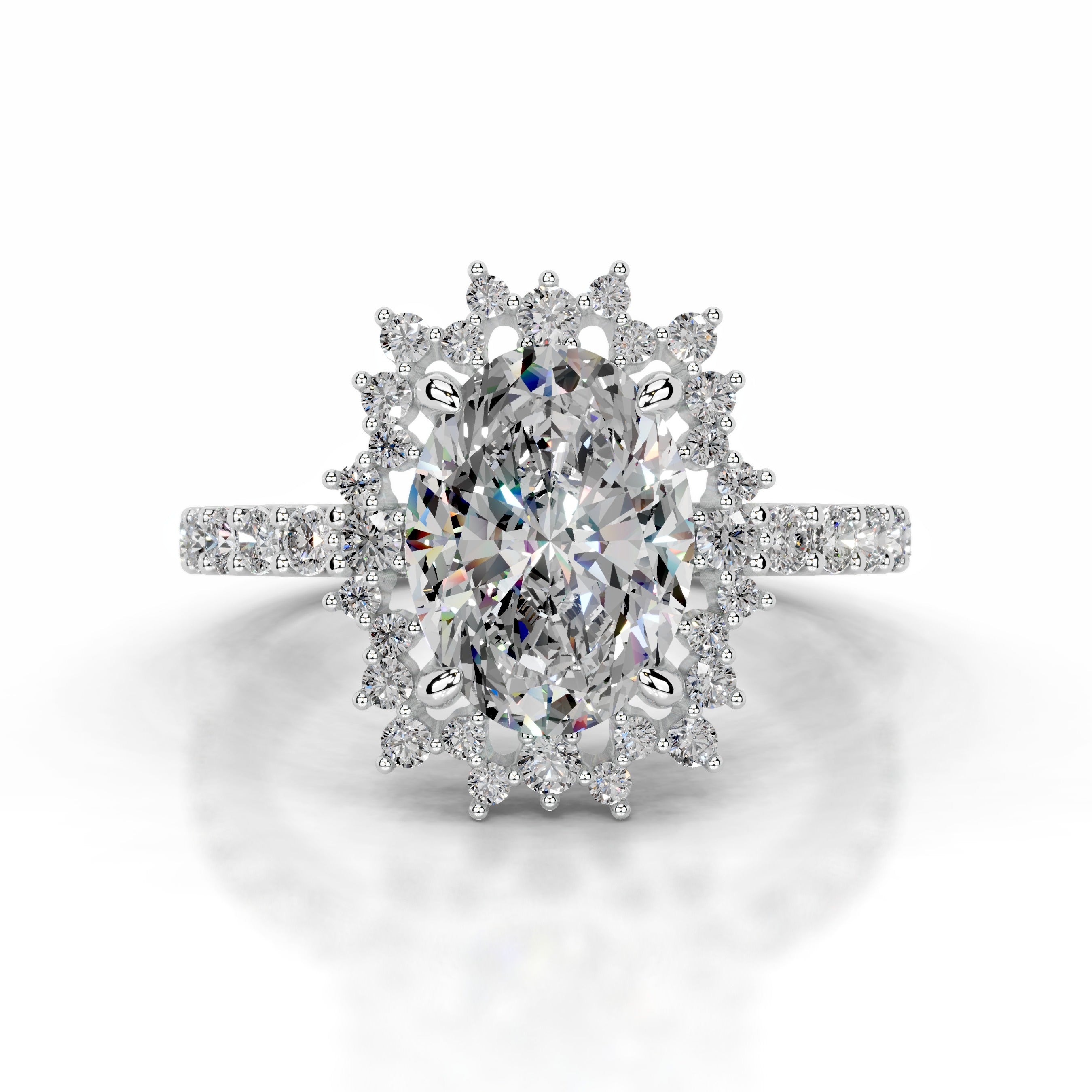 Gertrud Moissanite & Diamonds Ring - 18K White Gold