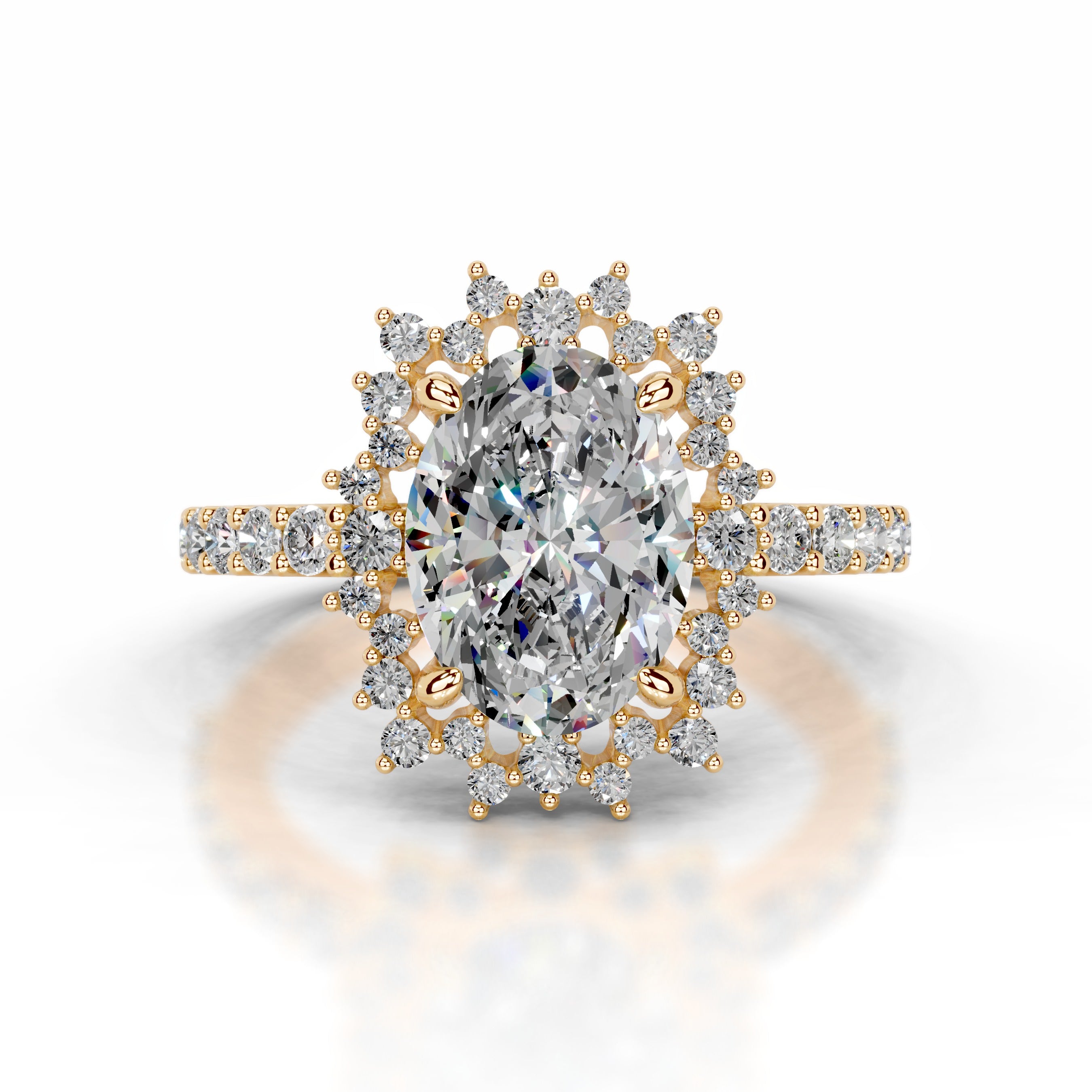 Gertrud Moissanite & Diamond Ring - 18K Yellow Gold