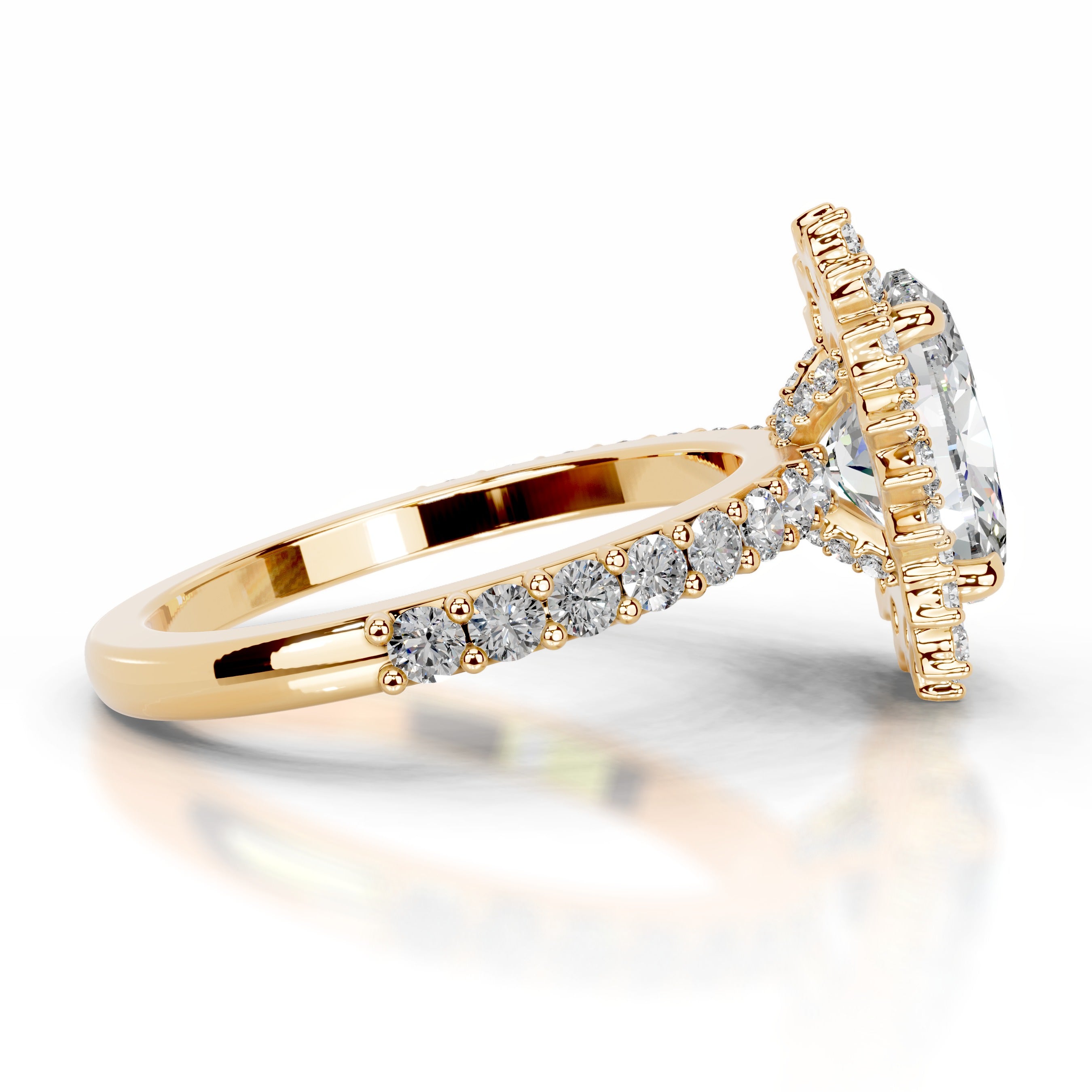 Gertrud Moissanite & Diamonds Ring - 18K Yellow Gold