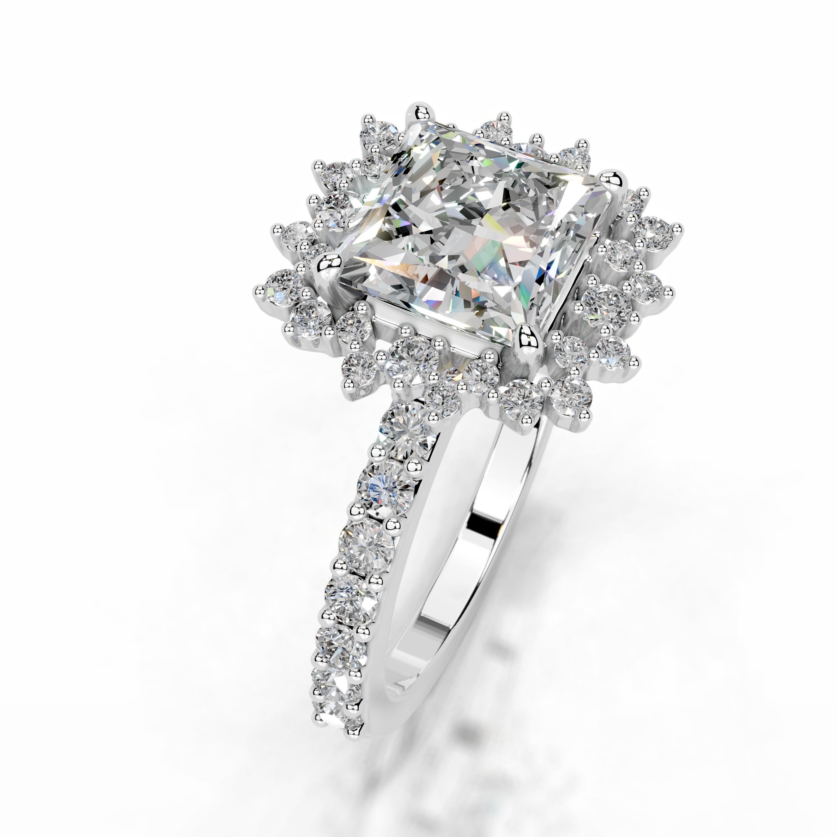 Gyda Moissanite & Diamonds Ring - 18K White Gold