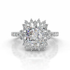 Gyda Moissanite & Diamond Ring - 18K White Gold