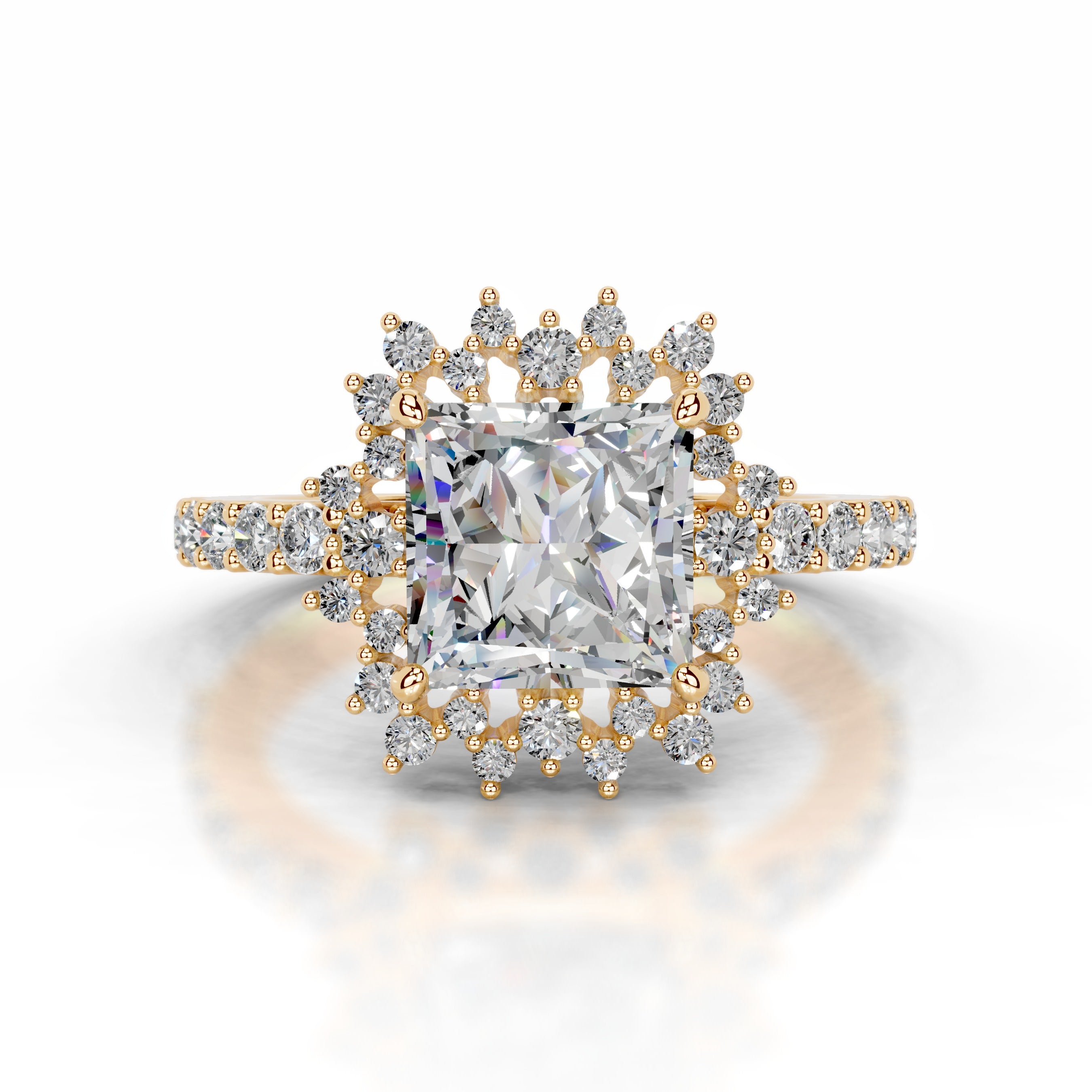 Gyda Moissanite & Diamonds Ring - 18K Yellow Gold