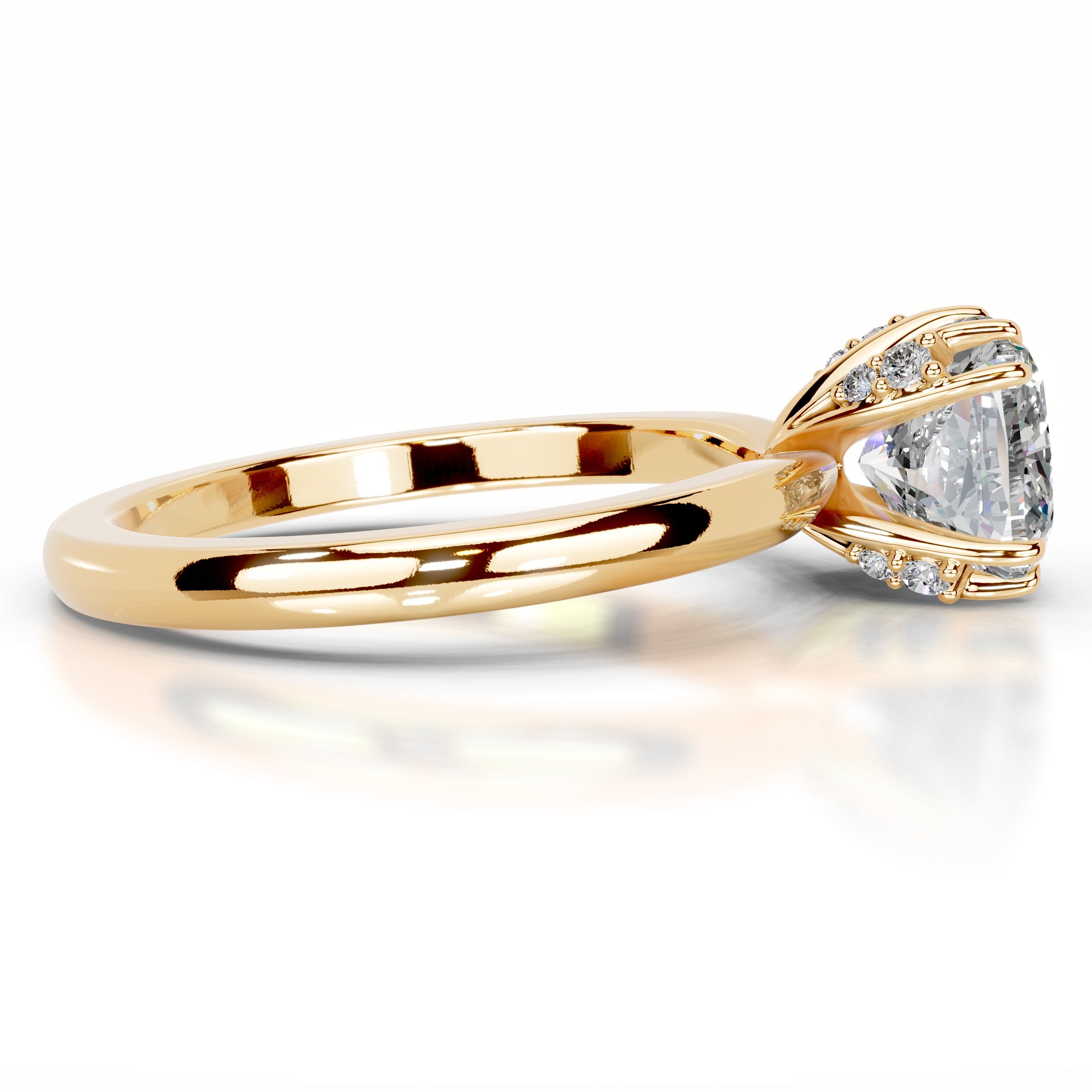 Andora Moissanite & Diamonds Ring  - 18K Yellow Gold